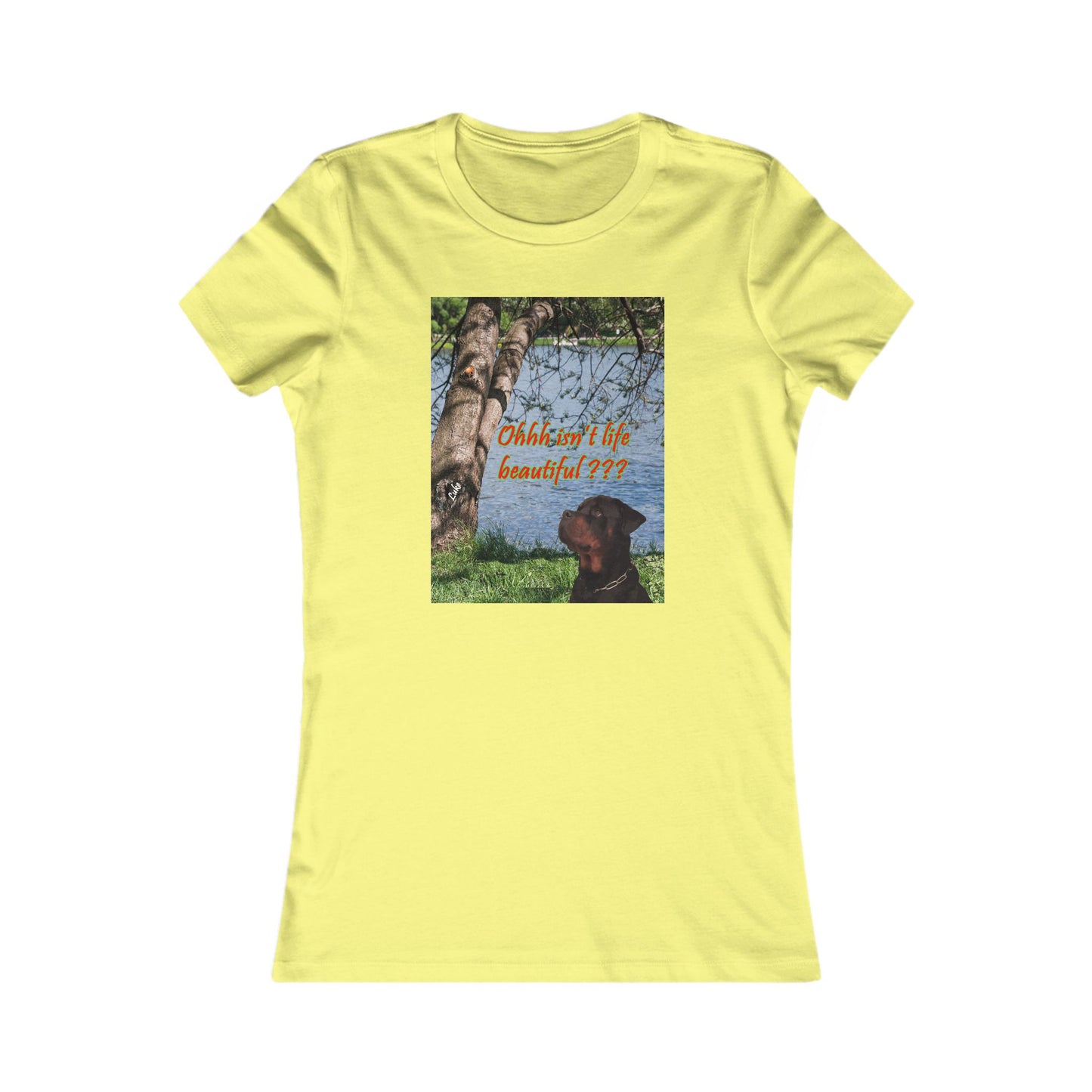 Luke the Rothweiler pondering on how life is beautiful (Women - Premium Cotton Tee)
