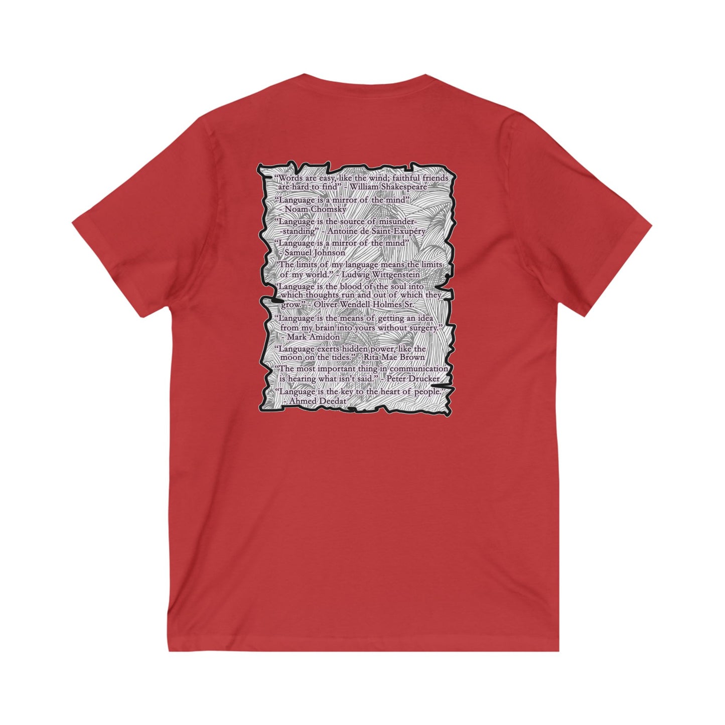 Different words which are spelled out to describe the opposite of it!! (Unisex Jersey Short Sleeve V-neck - Comfortable Everyday Wear)