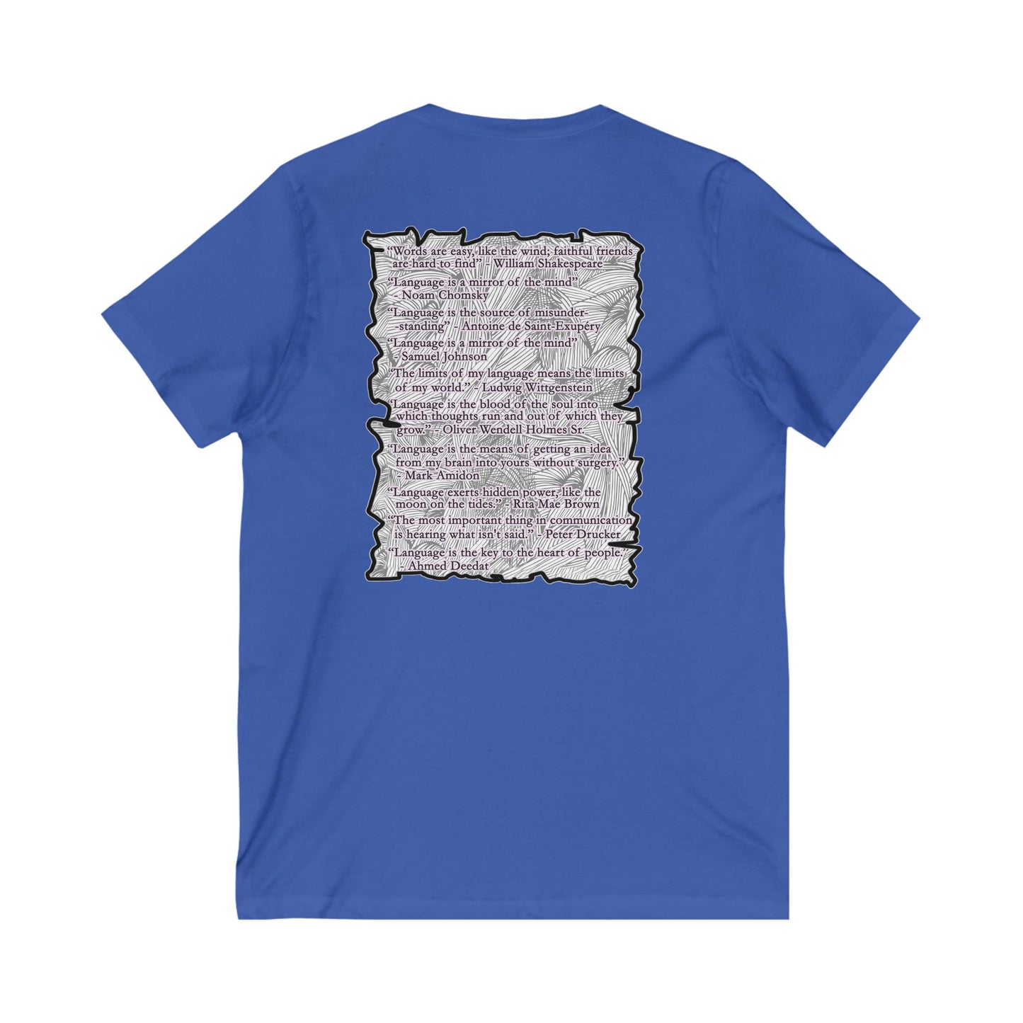 Different words which are spelled out to describe the opposite of it!! (Unisex Jersey Short Sleeve V-neck - Comfortable Everyday Wear)