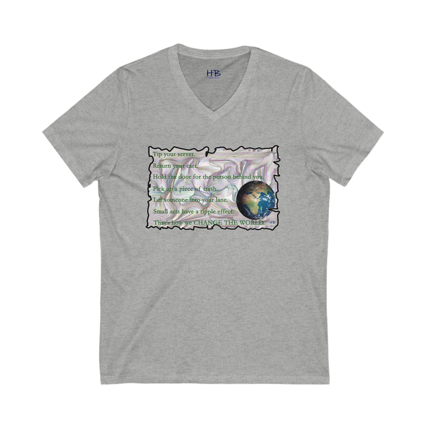 Take Action to Change the World Ripple Effect (Unisex Jersey Short Sleeve V-neck - Comfortable Everyday Wear)