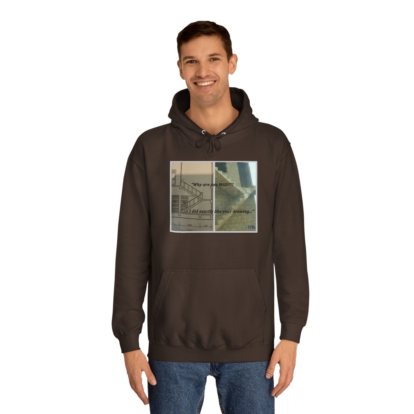 Get Yours Now -- Comical Architectural Irony Stairs Sketch (Hoodie - Cozy and Durable)