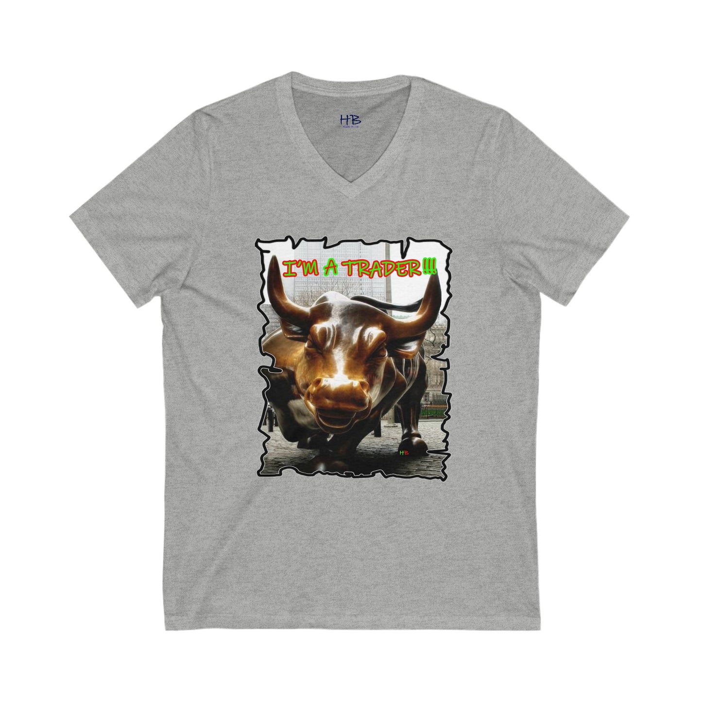 NYSE Wall-Street Bull "I'm a successful trader" (Unisex Jersey Short Sleeve V-neck - Comfortable Everyday Wear)