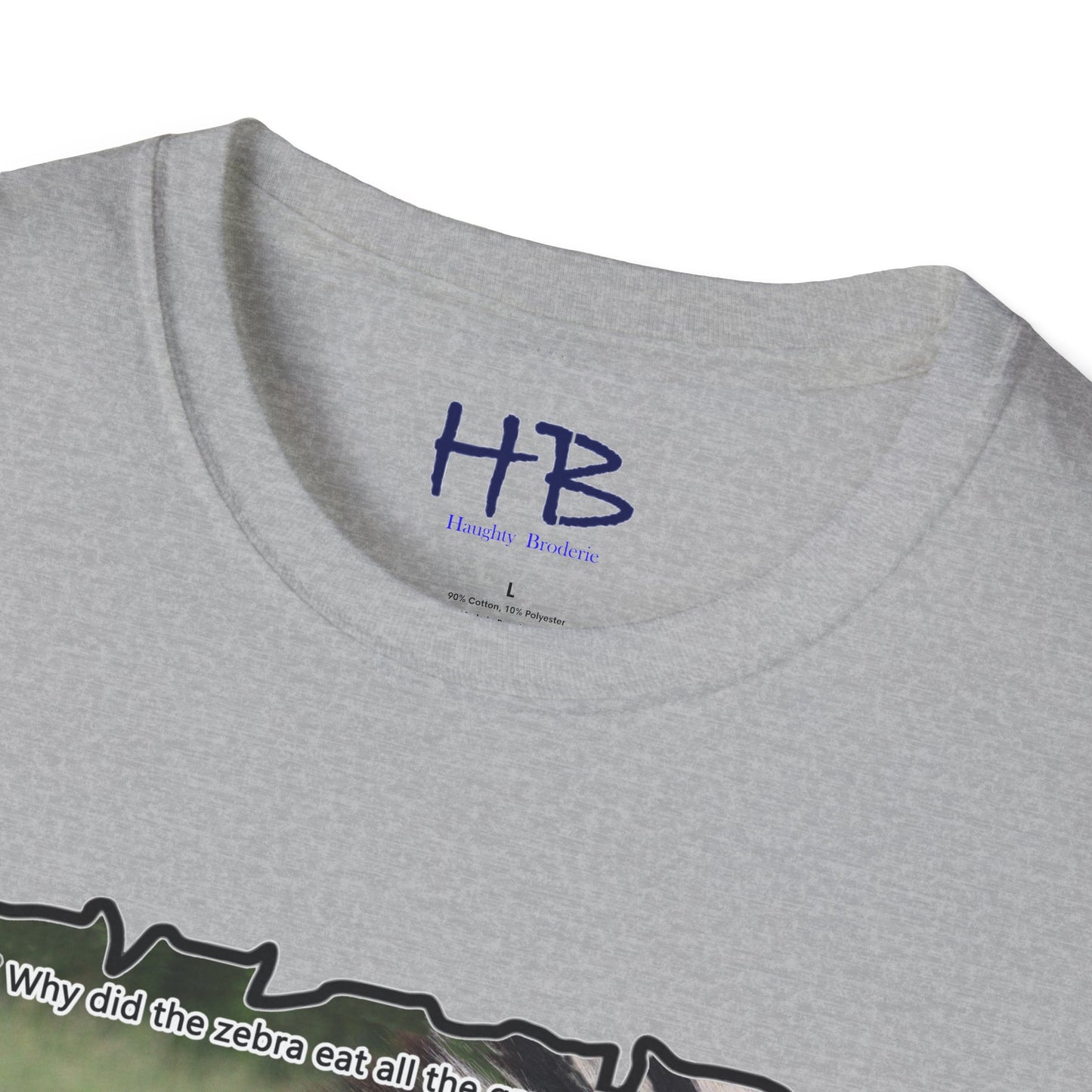 Zebra magnificently eating grass with funny joke