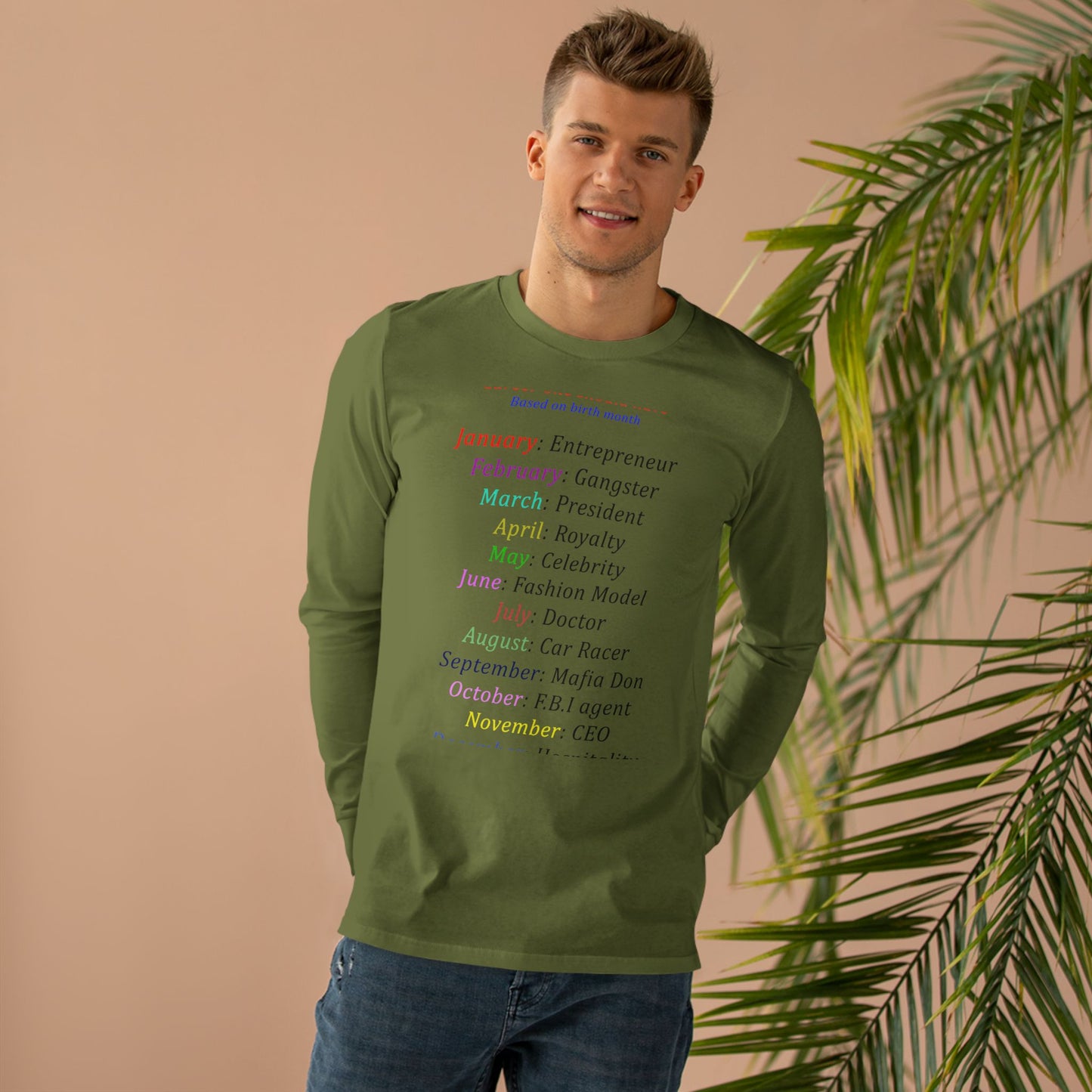 Birth Month Career Pride (Men's Base Longsleeve Tee - All-Season Wear)