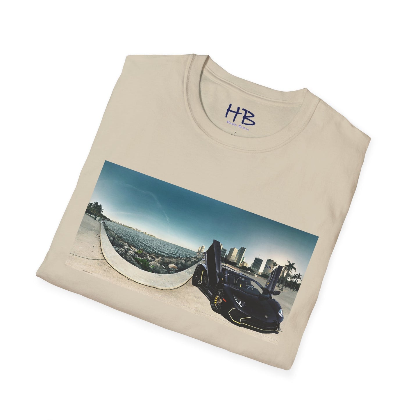 Black Lamborghini Aventador giving back to ocean in downtown