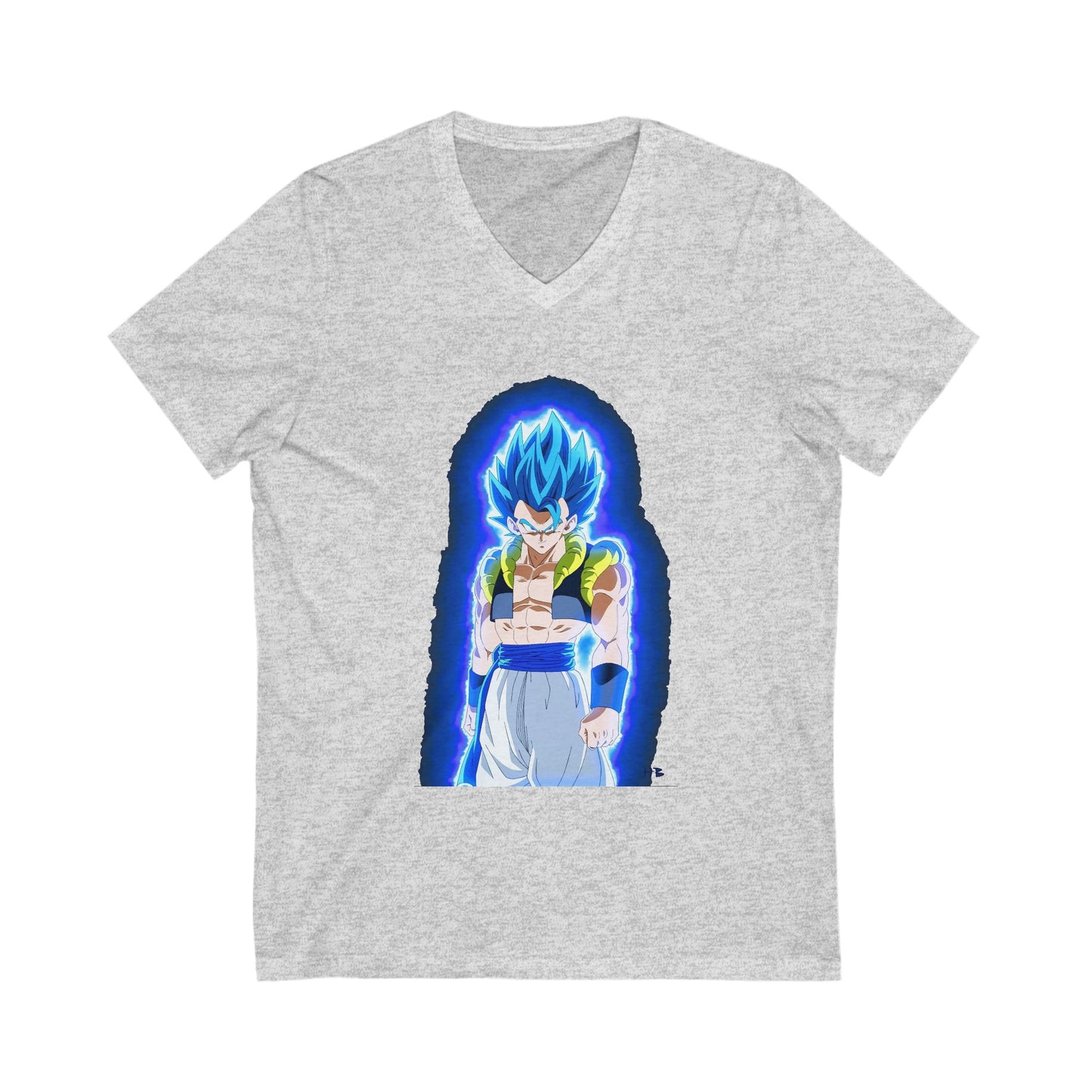 Superhero in Blue in max level (Unisex Jersey Short Sleeve V-neck - Comfortable Everyday Wear)
