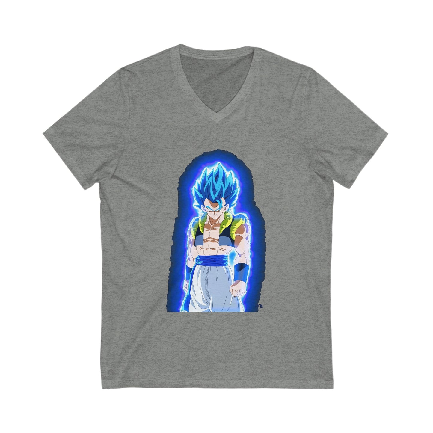 Superhero in Blue in max level (Unisex Jersey Short Sleeve V-neck - Comfortable Everyday Wear)
