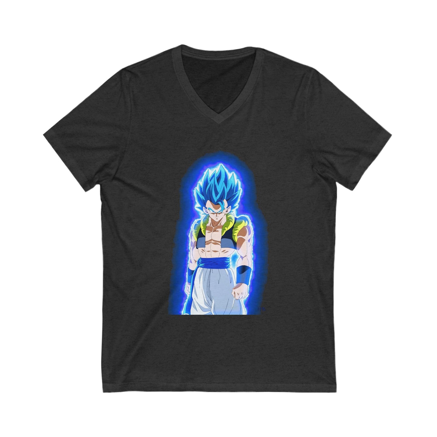 Superhero in Blue in max level (Unisex Jersey Short Sleeve V-neck - Comfortable Everyday Wear)