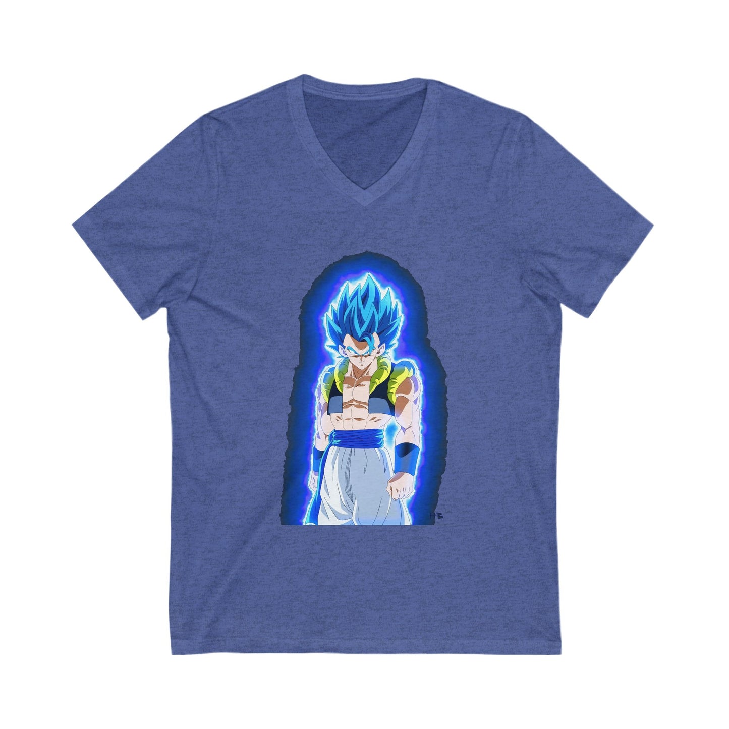 Superhero in Blue in max level (Unisex Jersey Short Sleeve V-neck - Comfortable Everyday Wear)