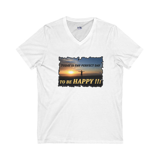 Joyful Sunrise for New Day Optimism (Unisex Jersey Short Sleeve V-neck - Comfortable Everyday Wear)