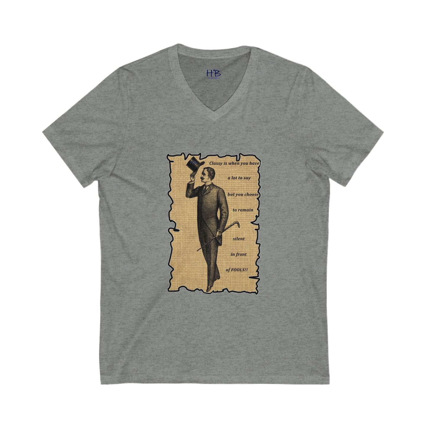 Sophisticated Vintage Silence (Unisex Jersey Short Sleeve V-neck - Comfortable Everyday Wear)