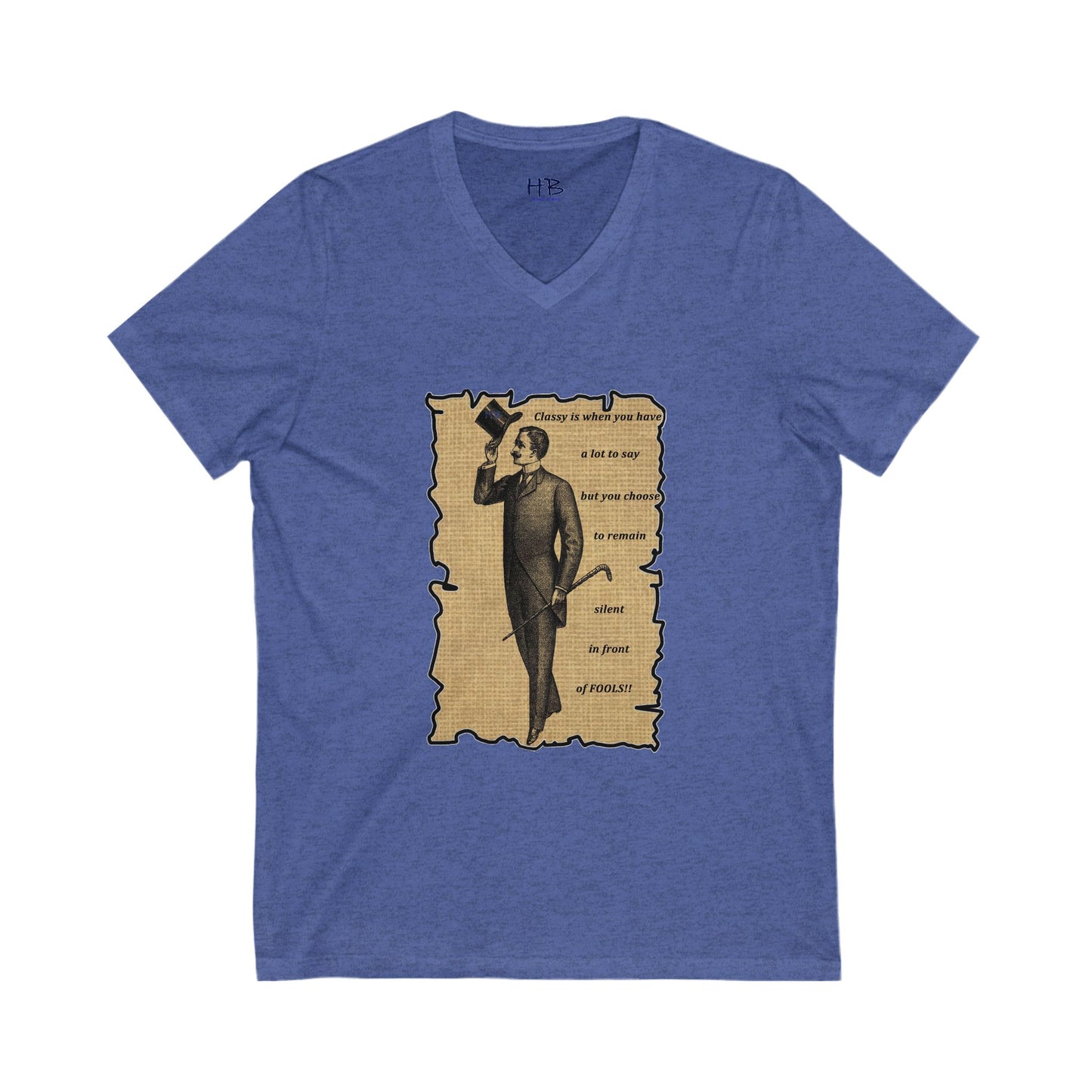 Sophisticated Vintage Silence (Unisex Jersey Short Sleeve V-neck - Comfortable Everyday Wear)