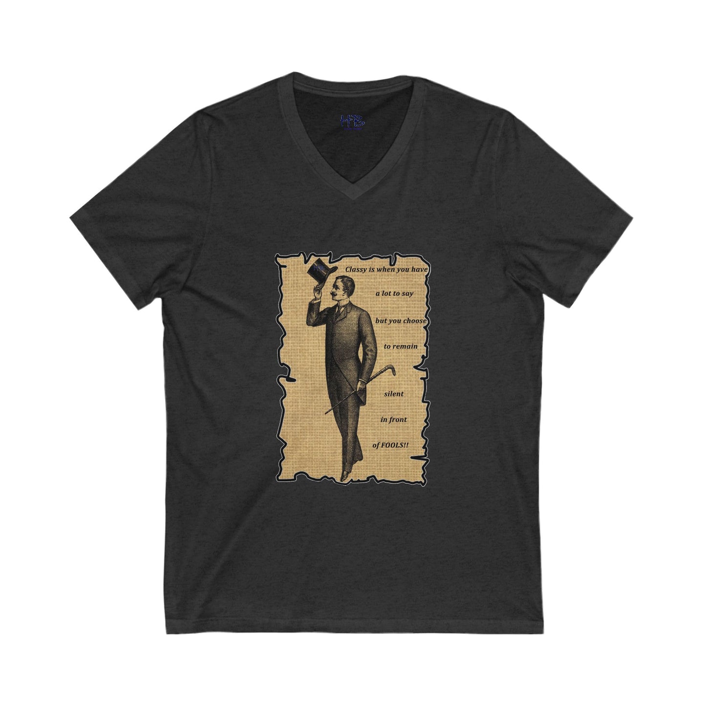 Sophisticated Vintage Silence (Unisex Jersey Short Sleeve V-neck - Comfortable Everyday Wear)