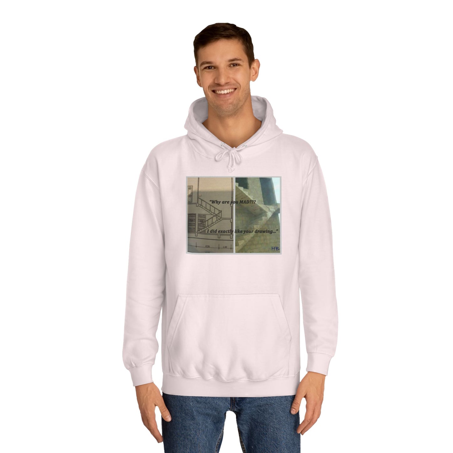 Get Yours Now -- Comical Architectural Irony Stairs Sketch (Hoodie - Cozy and Durable)