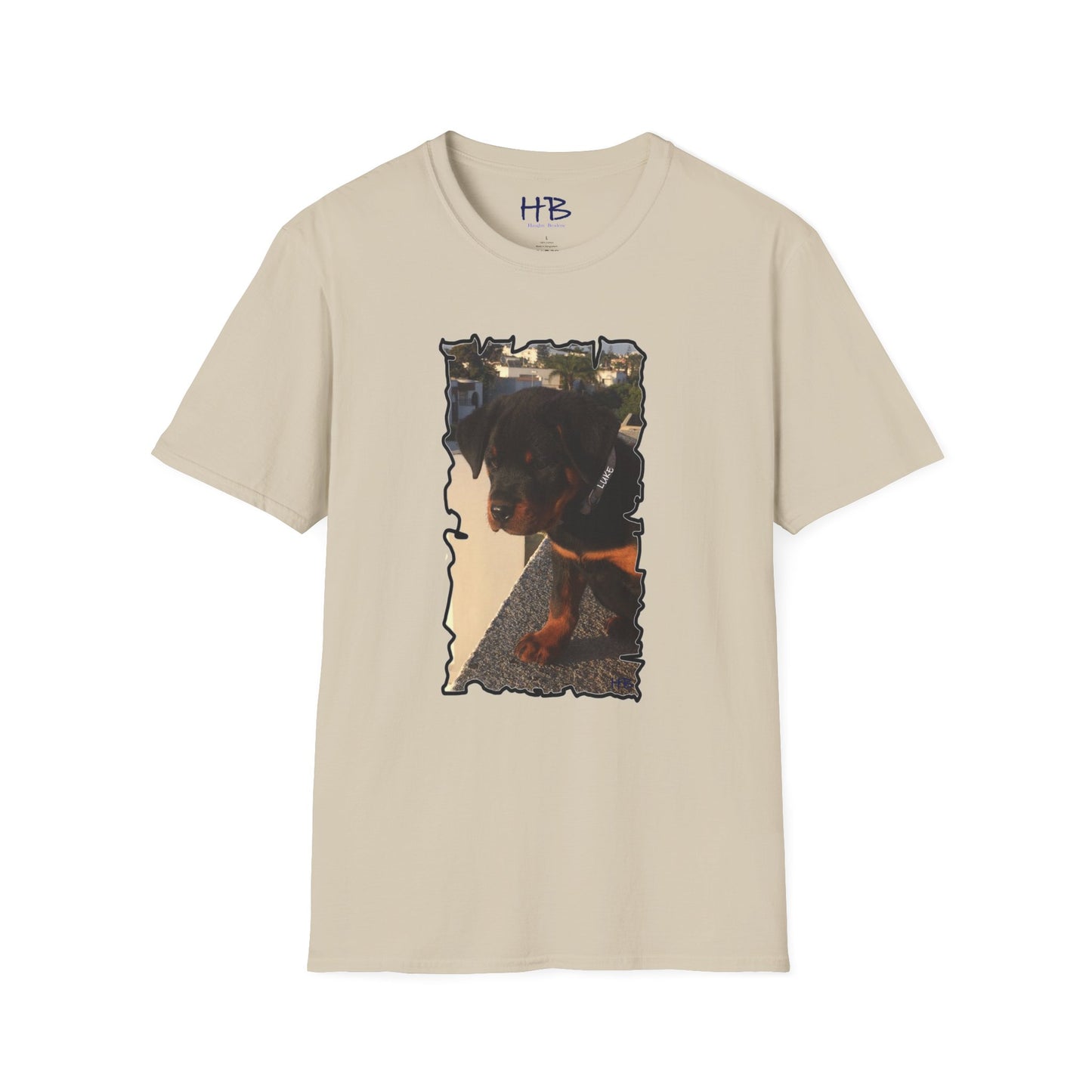 Baby Rottie Luke peeking over the roof