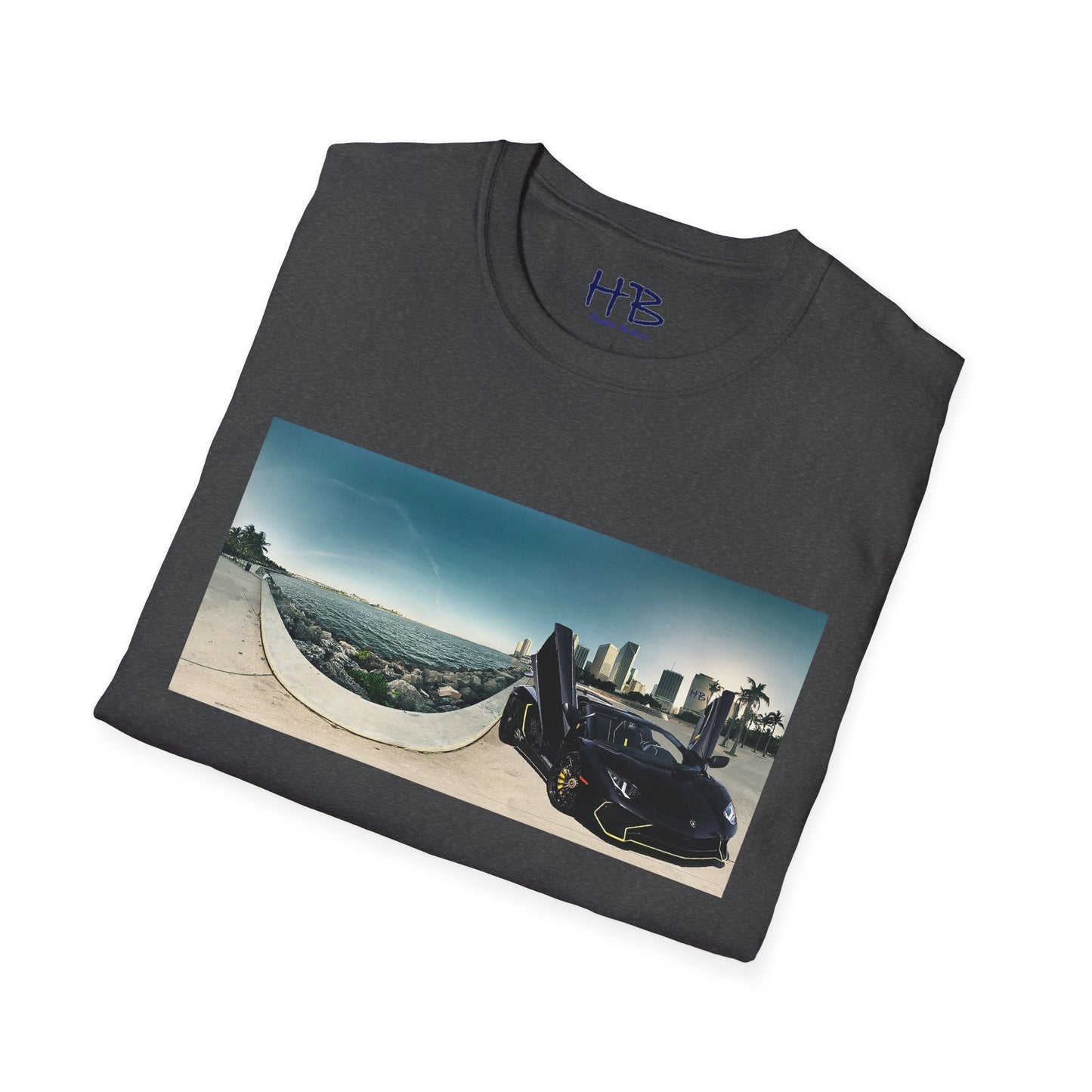 Black Lamborghini Aventador giving back to ocean in downtown