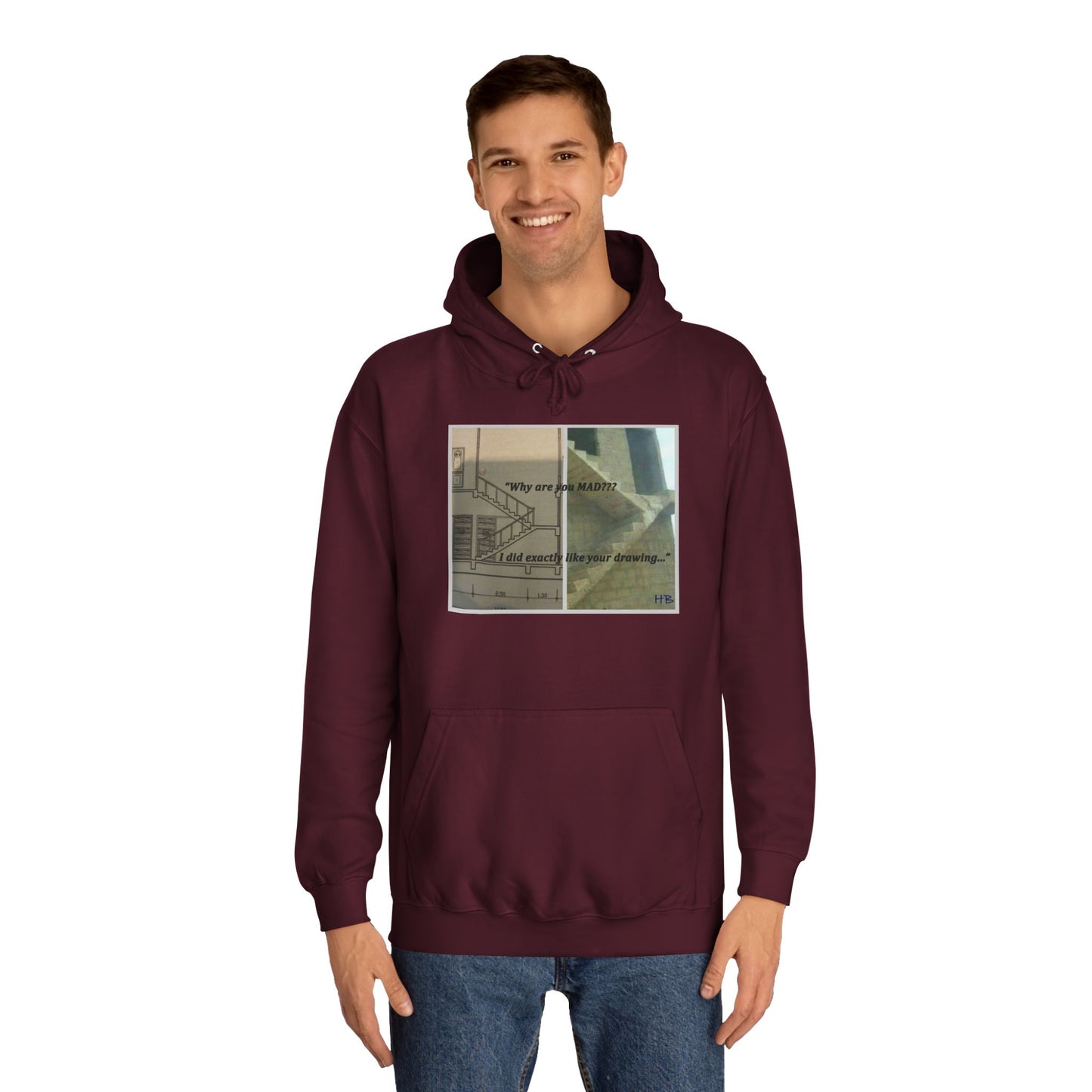 Get Yours Now -- Comical Architectural Irony Stairs Sketch (Hoodie - Cozy and Durable)