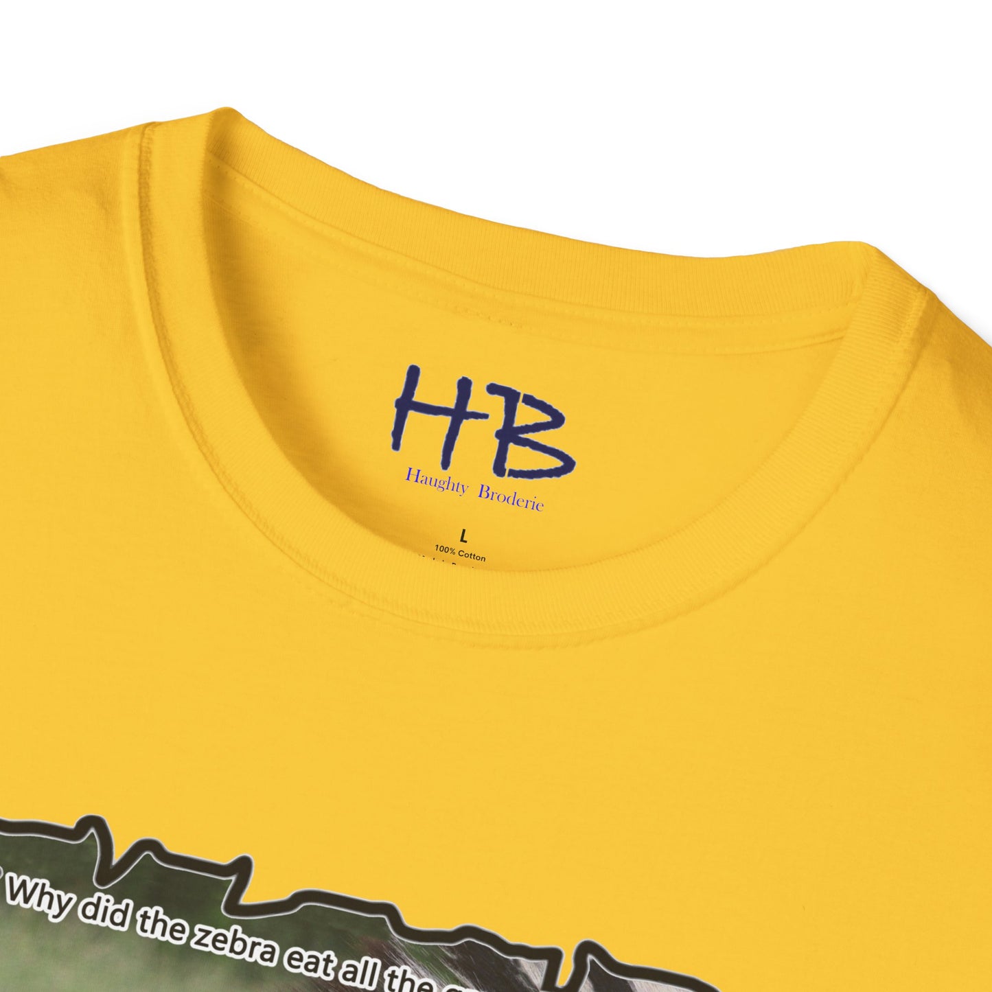 Zebra magnificently eating grass with funny joke