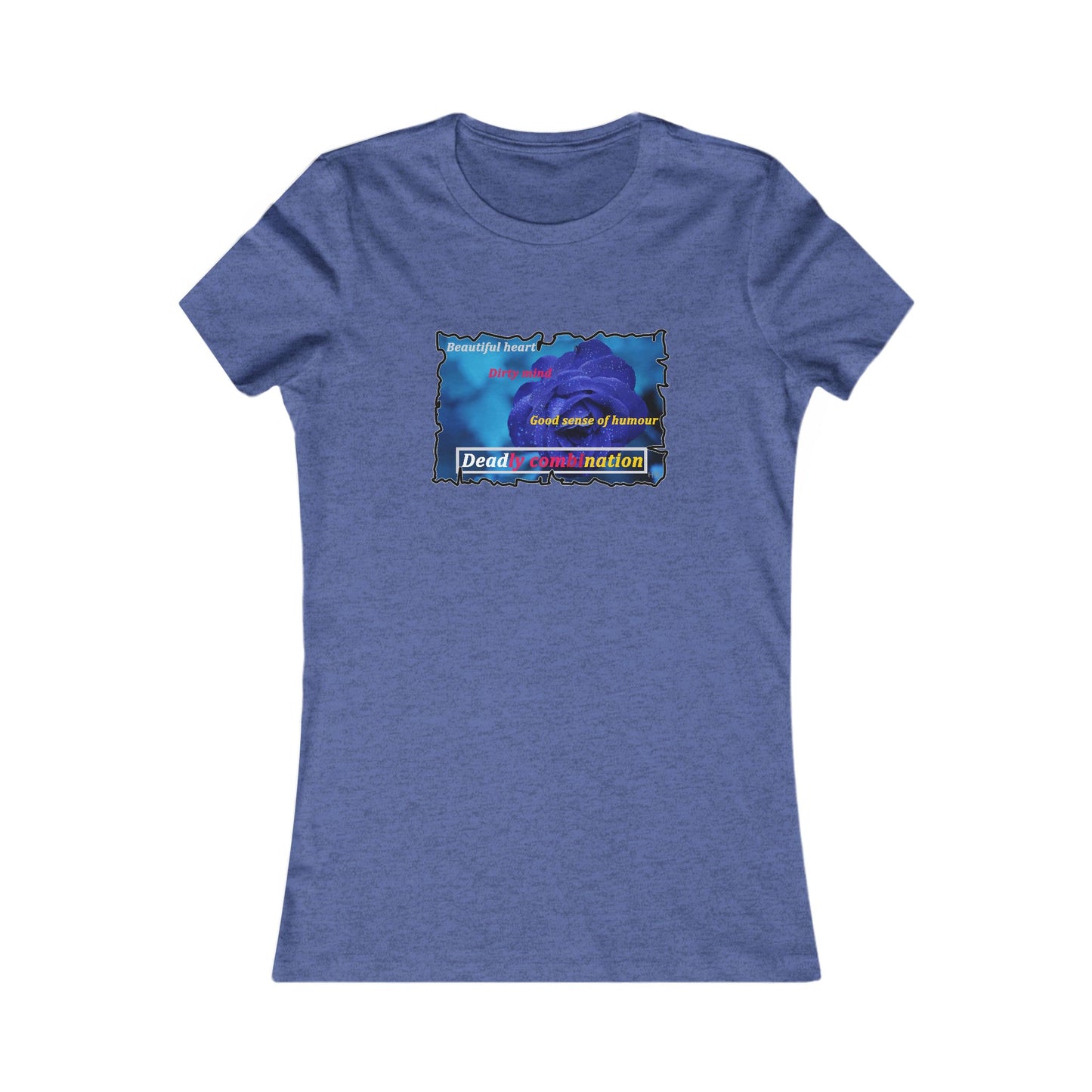Sophisticated Edge Deadly Combo Elegance meets Attitude using Dark Blue Rose (Women - Premium Cotton Tee)