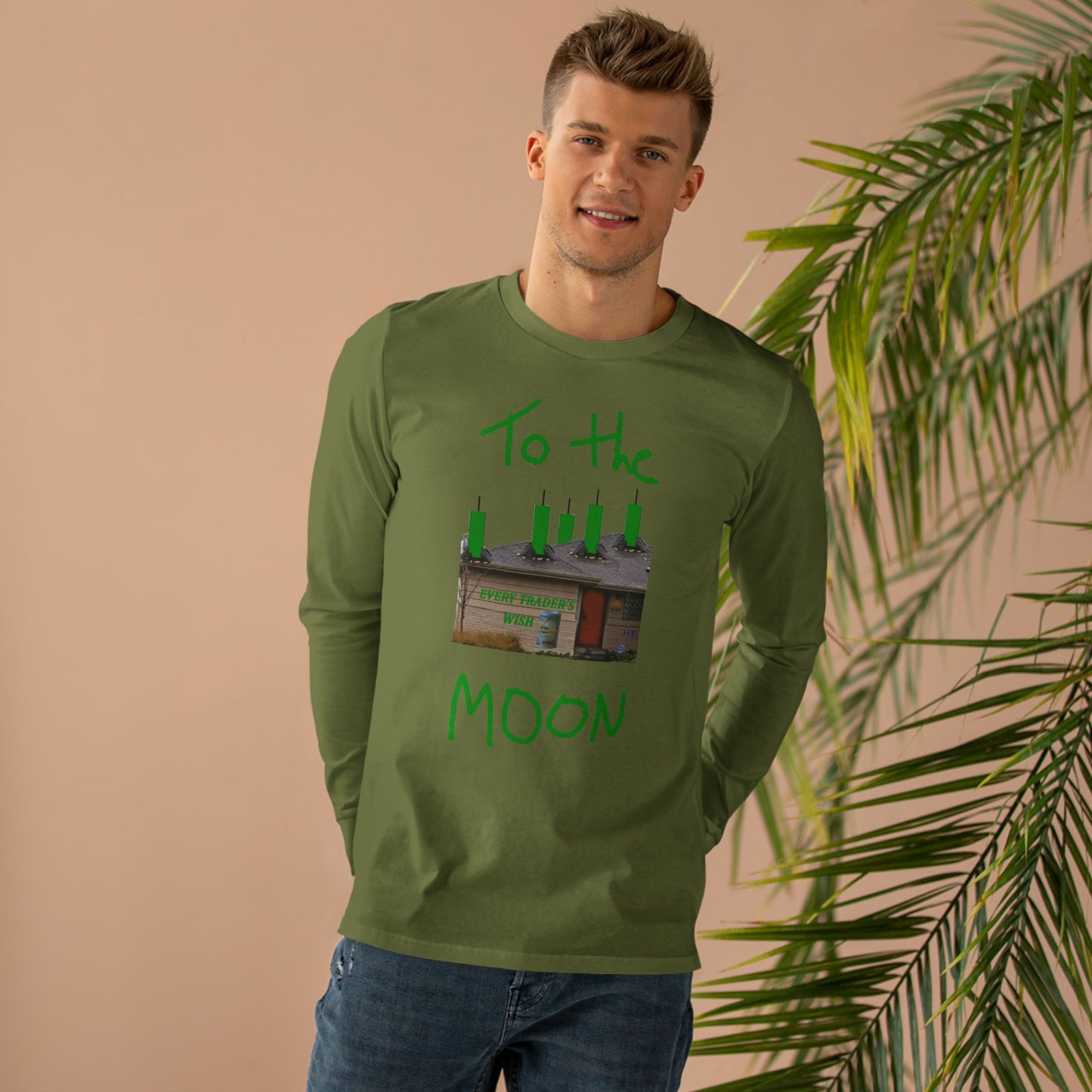 Get Yours Now -- Every stock market trader's dream going to the Moon (Men's Base Longsleeve Tee - All-Season Wear)