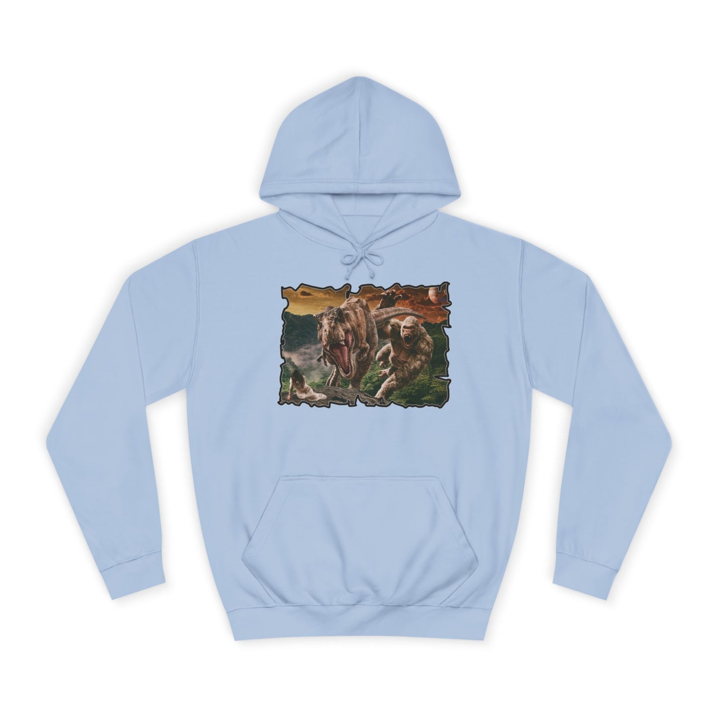 Get Yours Now -- Gorilla vs T-Rex saving woman in distress  (Hoodie - Cozy and Durable)