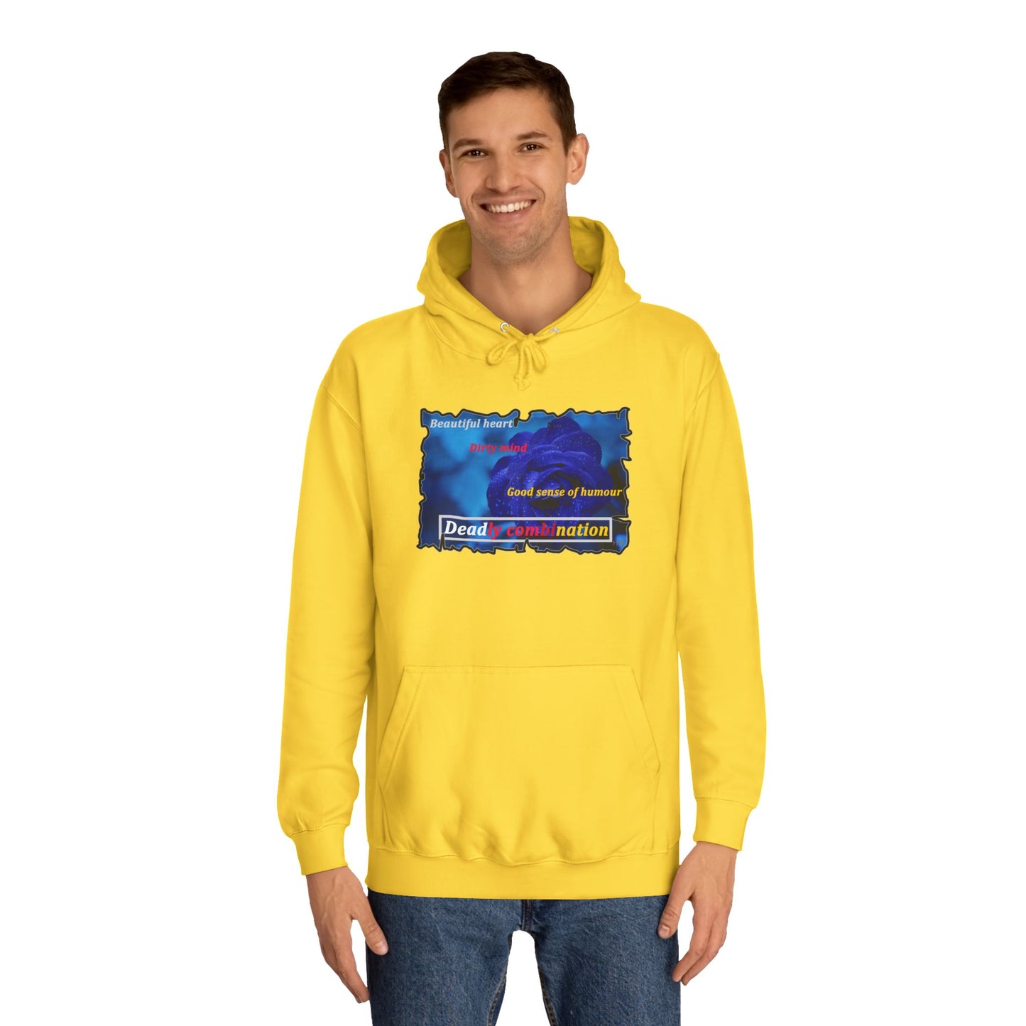 Sophisticated Edge Deadly Combo Elegance meets Attitude using Dark Blue Rose (Hoodie - Cozy and Durable)