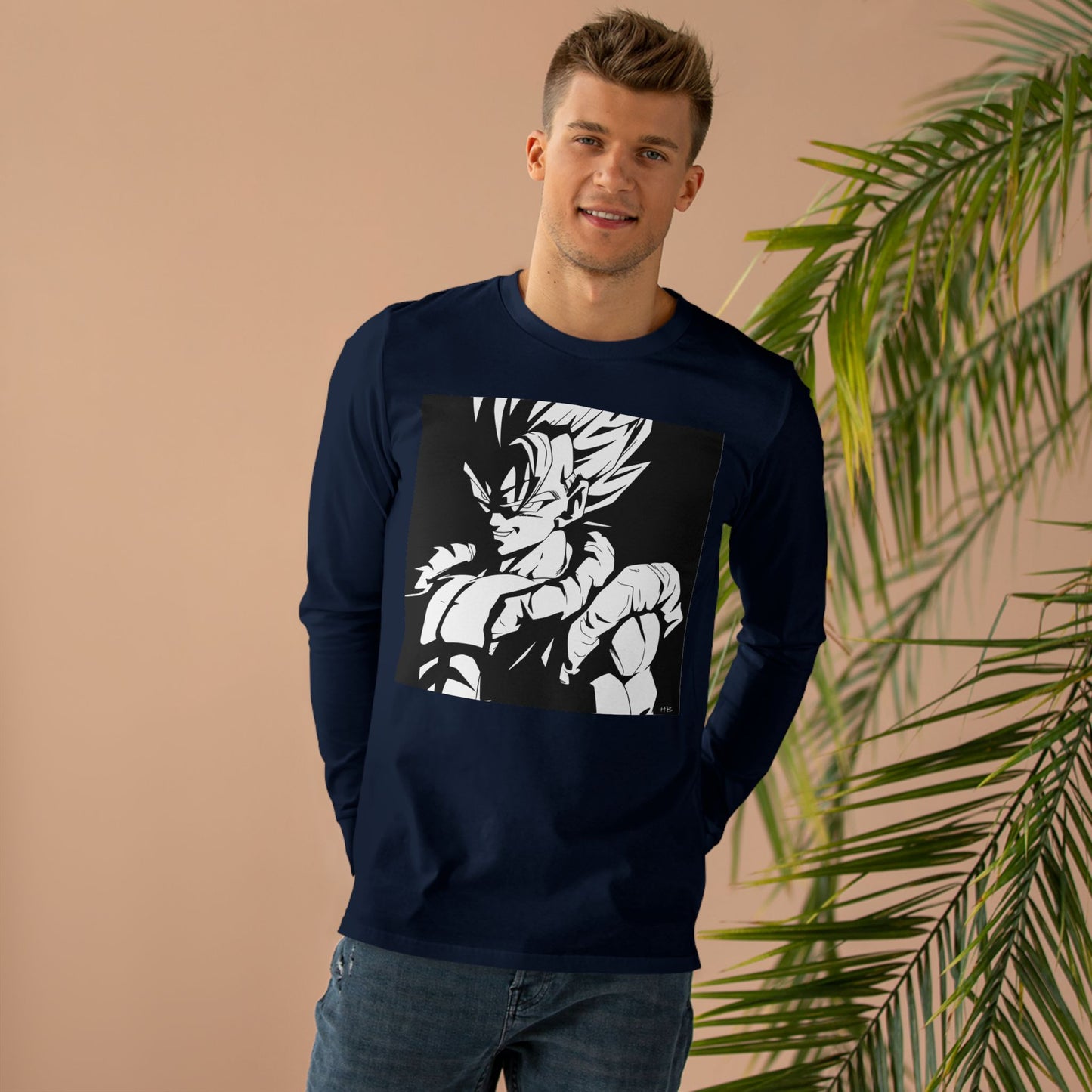Get Yours Now -- Japanese Superhero anime in black and white (Men's Base Longsleeve Tee - All-Season Wear)