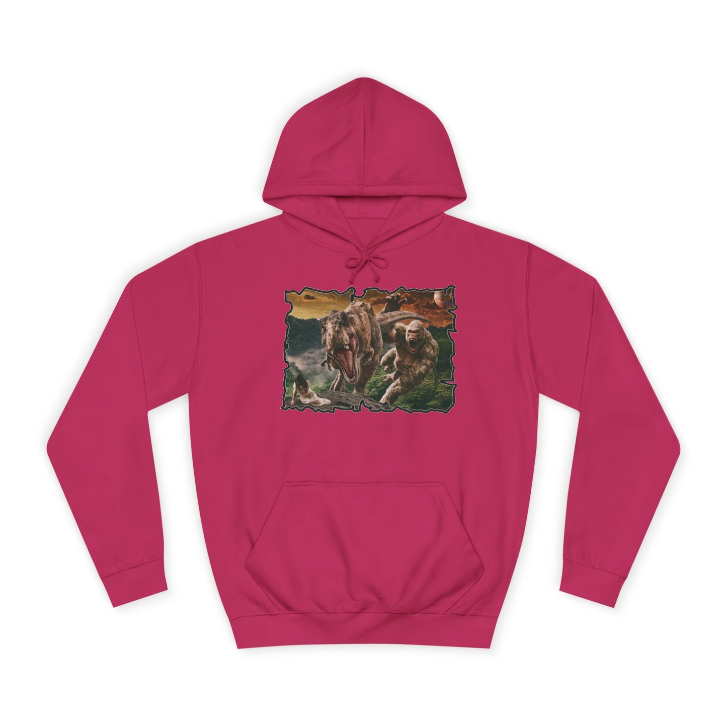 Get Yours Now -- Gorilla vs T-Rex saving woman in distress  (Hoodie - Cozy and Durable)