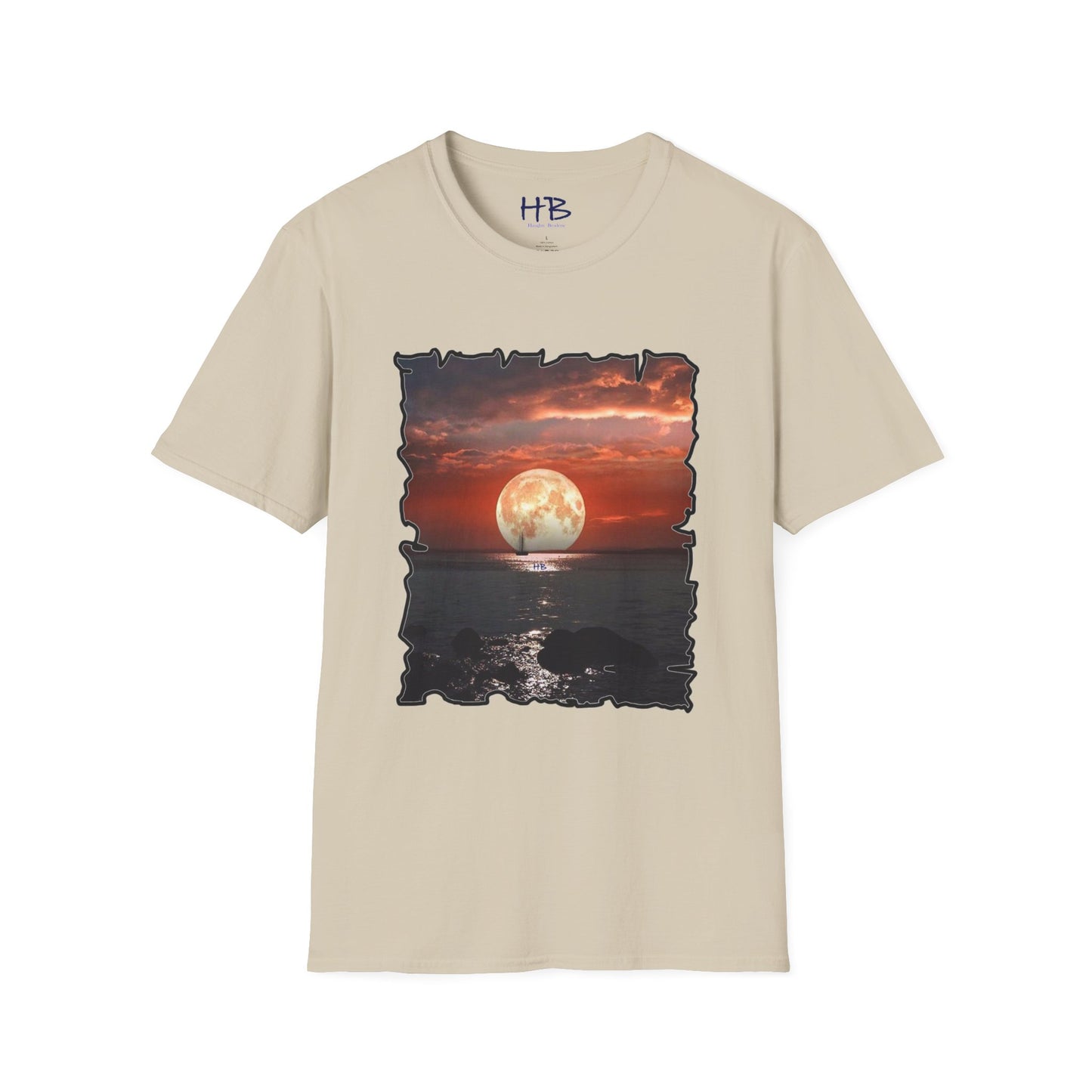 Moon with dark sky vast ocean