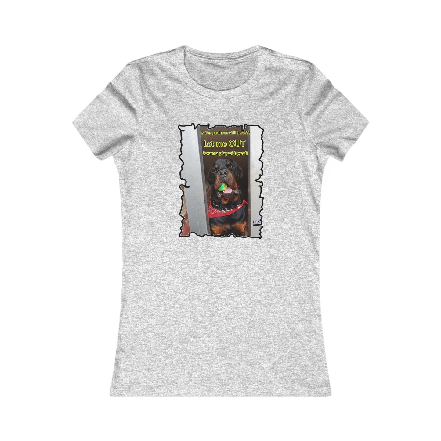 Luke (Male Rottie) with ball begging to play (Women - Premium Cotton Tee)