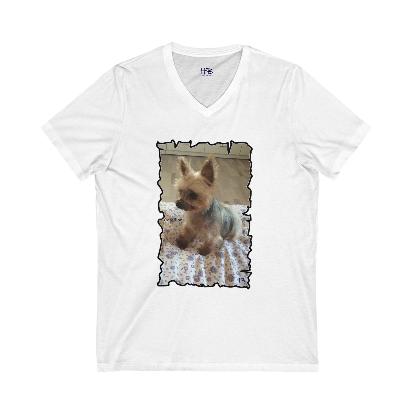 Corail the Yorkshire Toy little baby (Unisex Jersey Short Sleeve V-neck - Comfortable Everyday Wear)