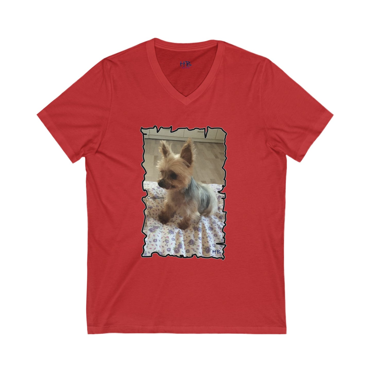 Corail the Yorkshire Toy little baby (Unisex Jersey Short Sleeve V-neck - Comfortable Everyday Wear)