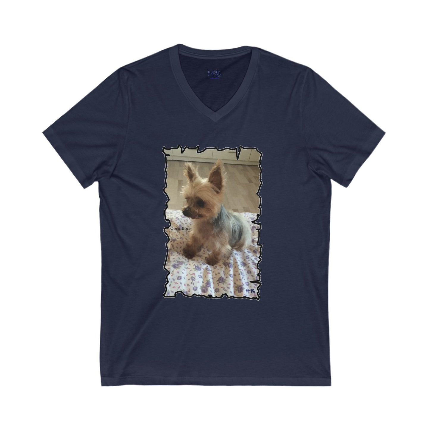 Corail the Yorkshire Toy little baby (Unisex Jersey Short Sleeve V-neck - Comfortable Everyday Wear)