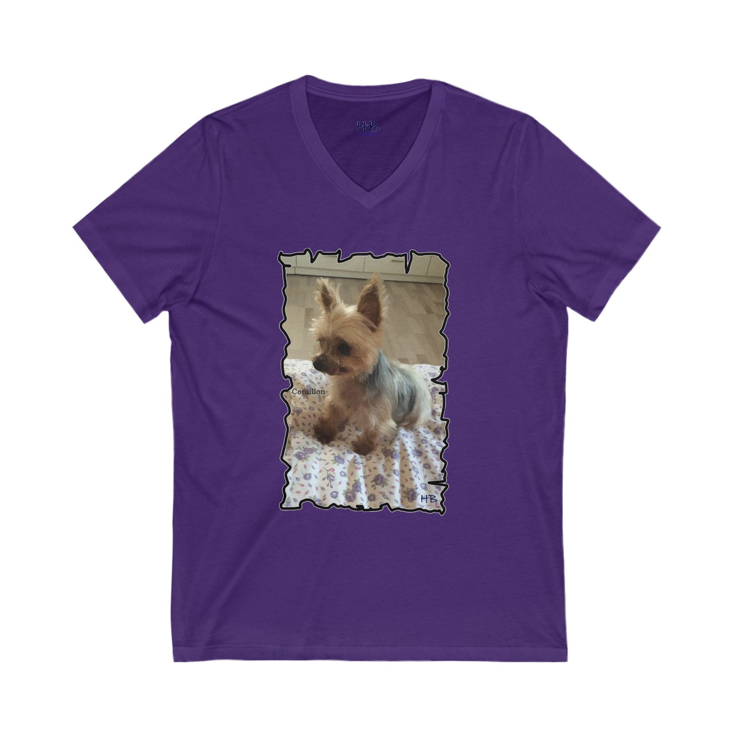 Corail the Yorkshire Toy little baby (Unisex Jersey Short Sleeve V-neck - Comfortable Everyday Wear)