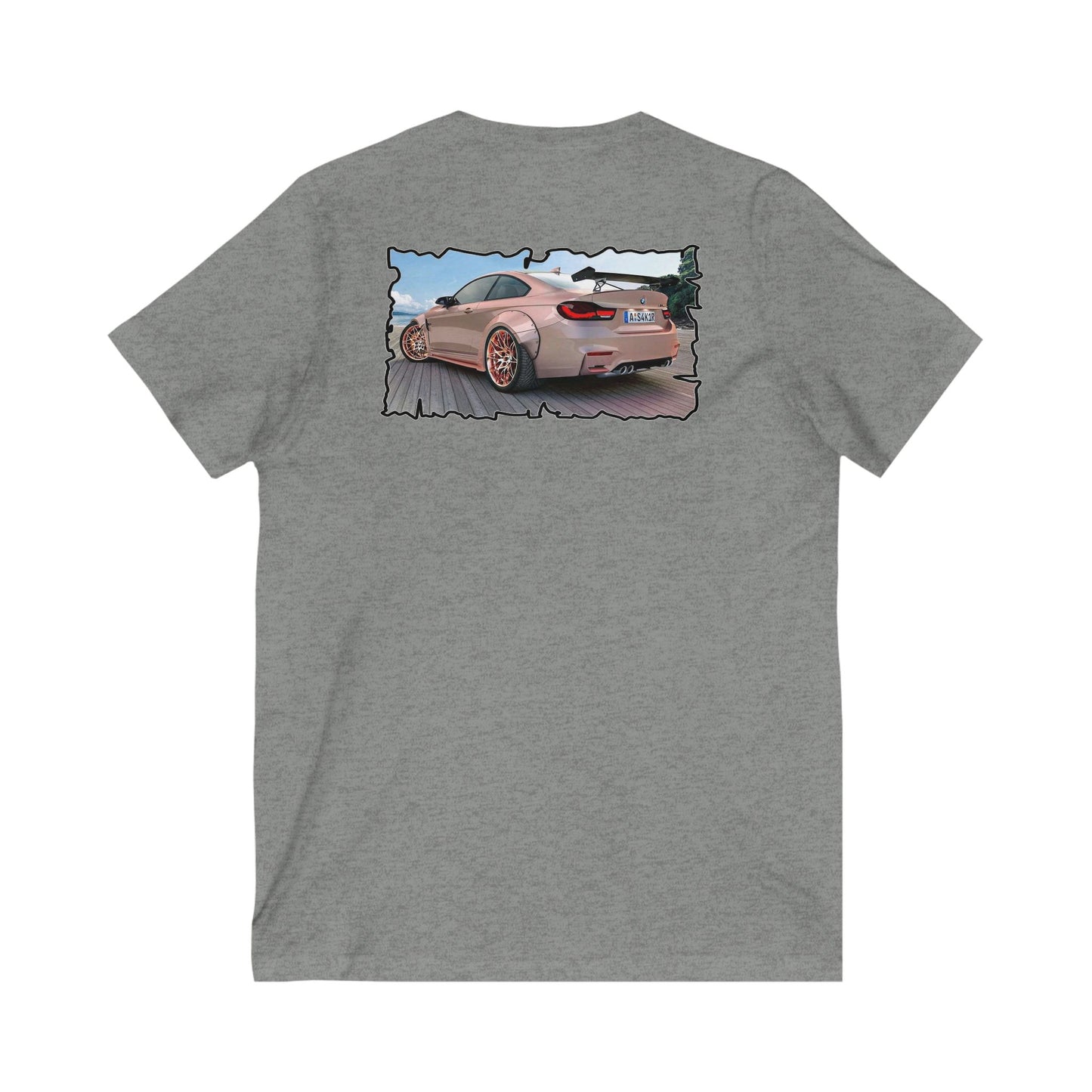 Customized pink BMW M3 (Unisex Jersey Short Sleeve V-neck - Comfortable Everyday Wear)