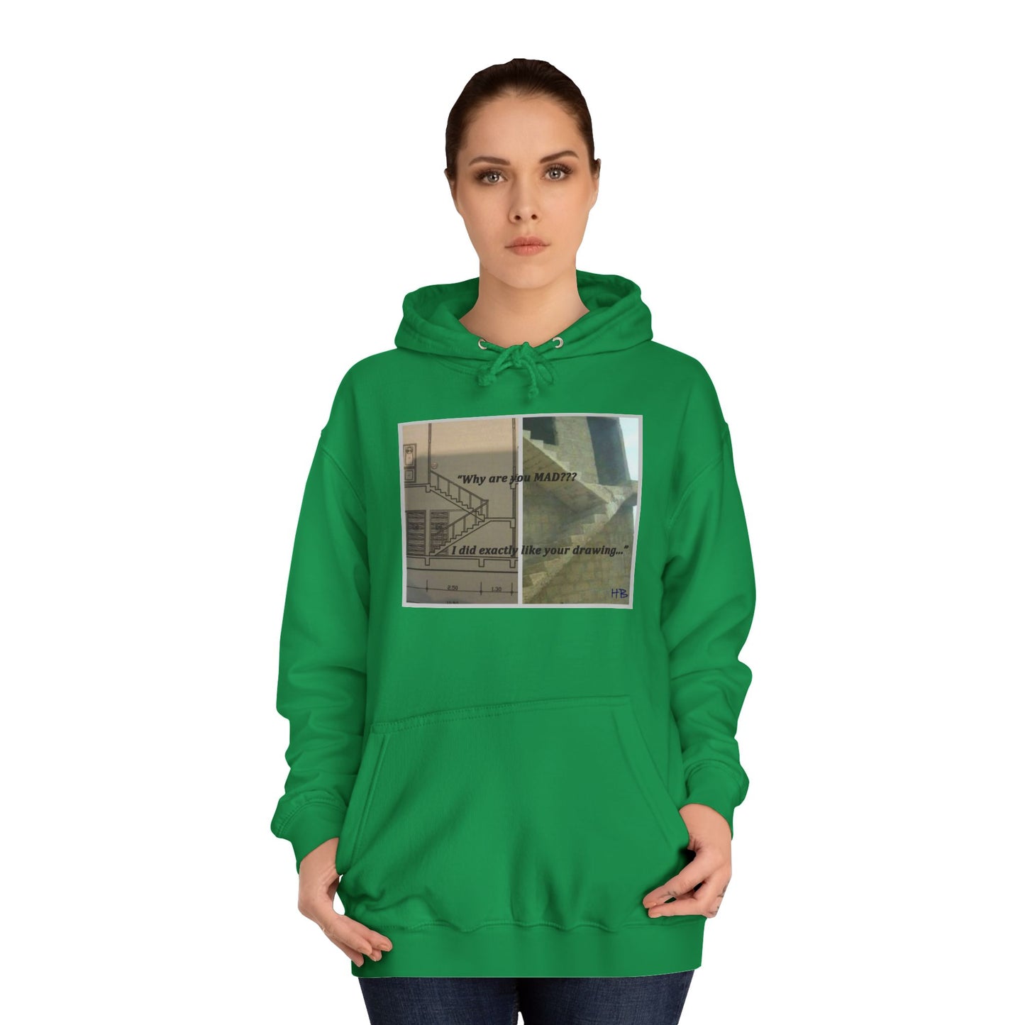 Get Yours Now -- Comical Architectural Irony Stairs Sketch (Hoodie - Cozy and Durable)