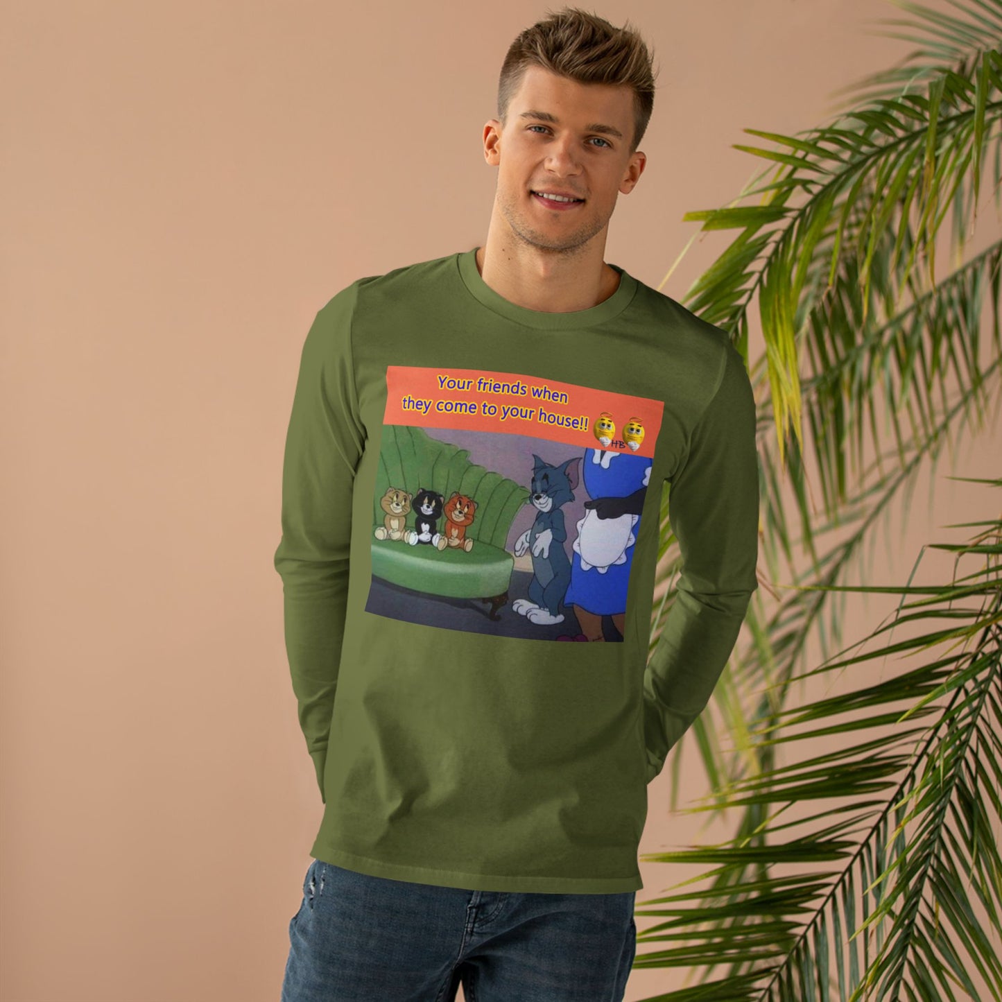 Tom and his innocent looking little friends in front of Mammy (Men's Base Longsleeve Tee - All-Season Wear)