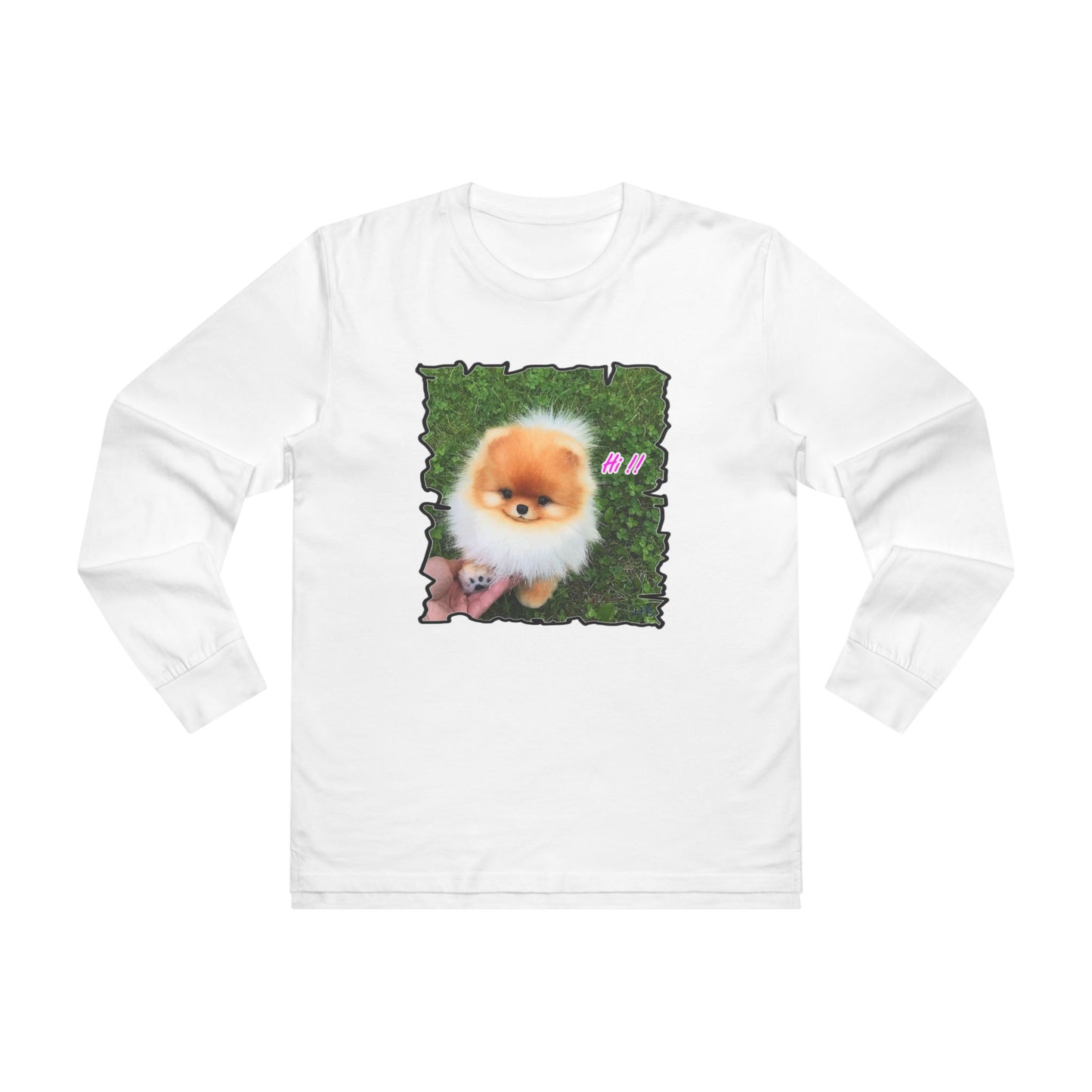 "Hi !!" Tiny adorable Bichon Maltese (Men's Base Longsleeve Tee - All-Season Wear)