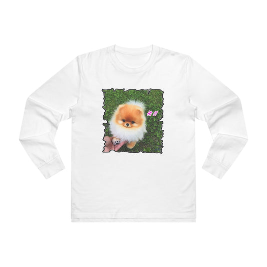 "Hi !!" Tiny adorable Bichon Maltese (Men's Base Longsleeve Tee - All-Season Wear)