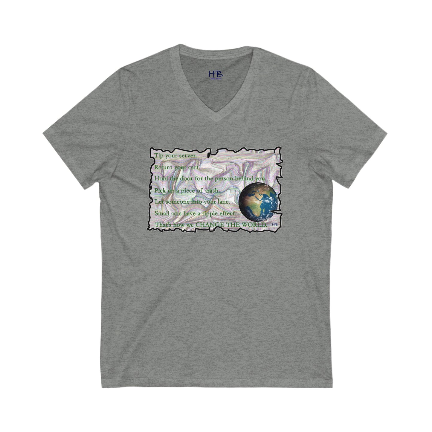 Take Action to Change the World Ripple Effect (Unisex Jersey Short Sleeve V-neck - Comfortable Everyday Wear)