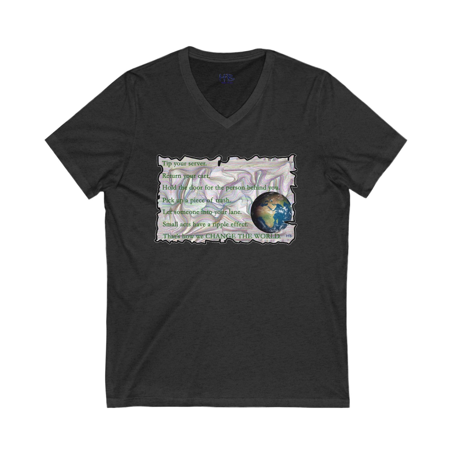 Take Action to Change the World Ripple Effect (Unisex Jersey Short Sleeve V-neck - Comfortable Everyday Wear)