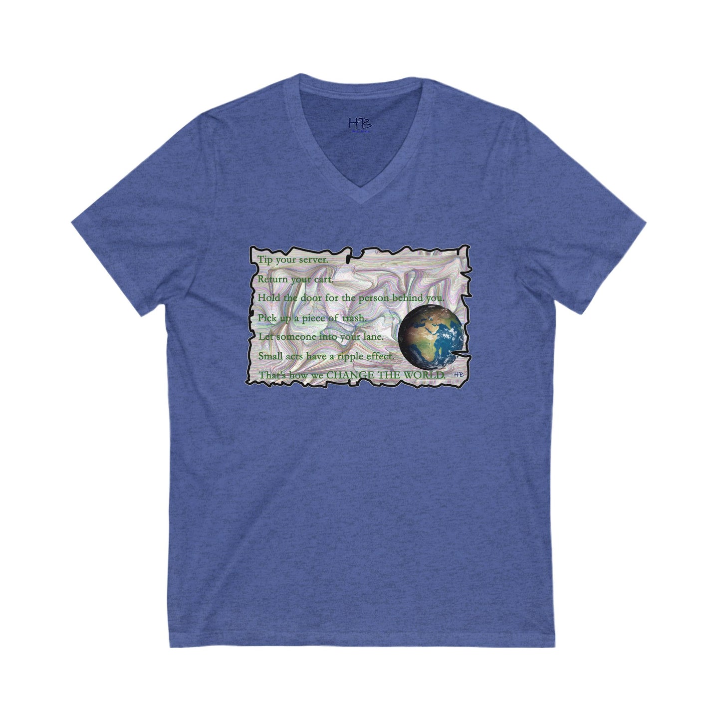 Take Action to Change the World Ripple Effect (Unisex Jersey Short Sleeve V-neck - Comfortable Everyday Wear)