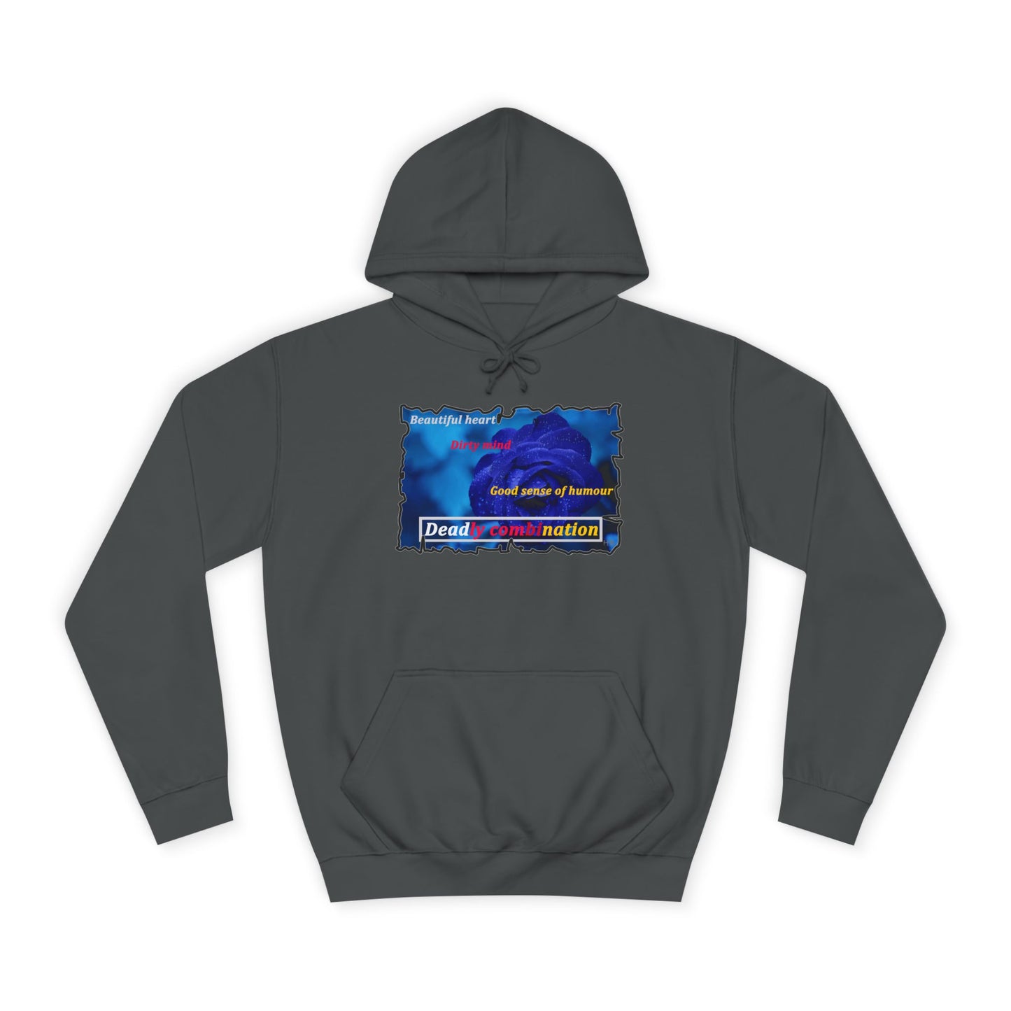 Sophisticated Edge Deadly Combo Elegance meets Attitude using Dark Blue Rose (Hoodie - Cozy and Durable)