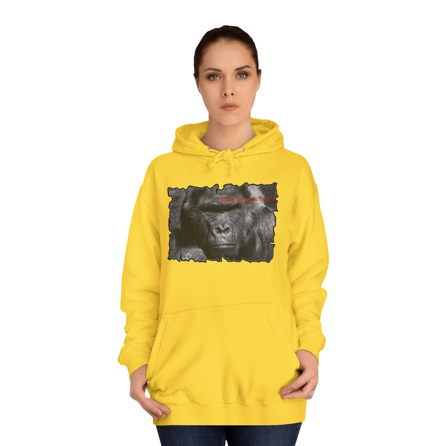 Get Yours Now -- Fearless Fierce Frown and Bold Gorilla Power What ya lookin' at? (Hoodie - Cozy and Durable)