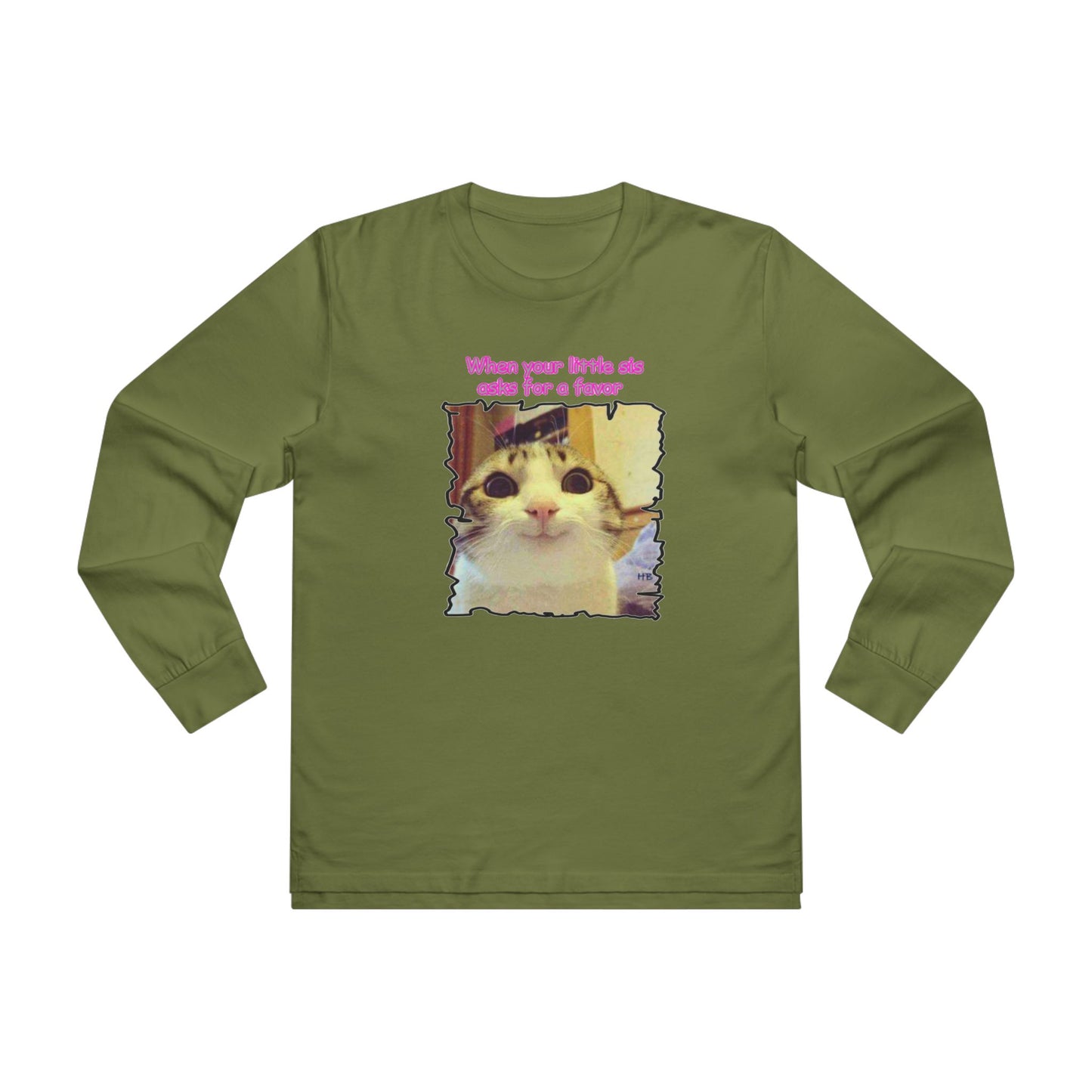 Adorable cat soft eyes like little sister asking for a favor (Men's Base Longsleeve Tee - All-Season Wear)
