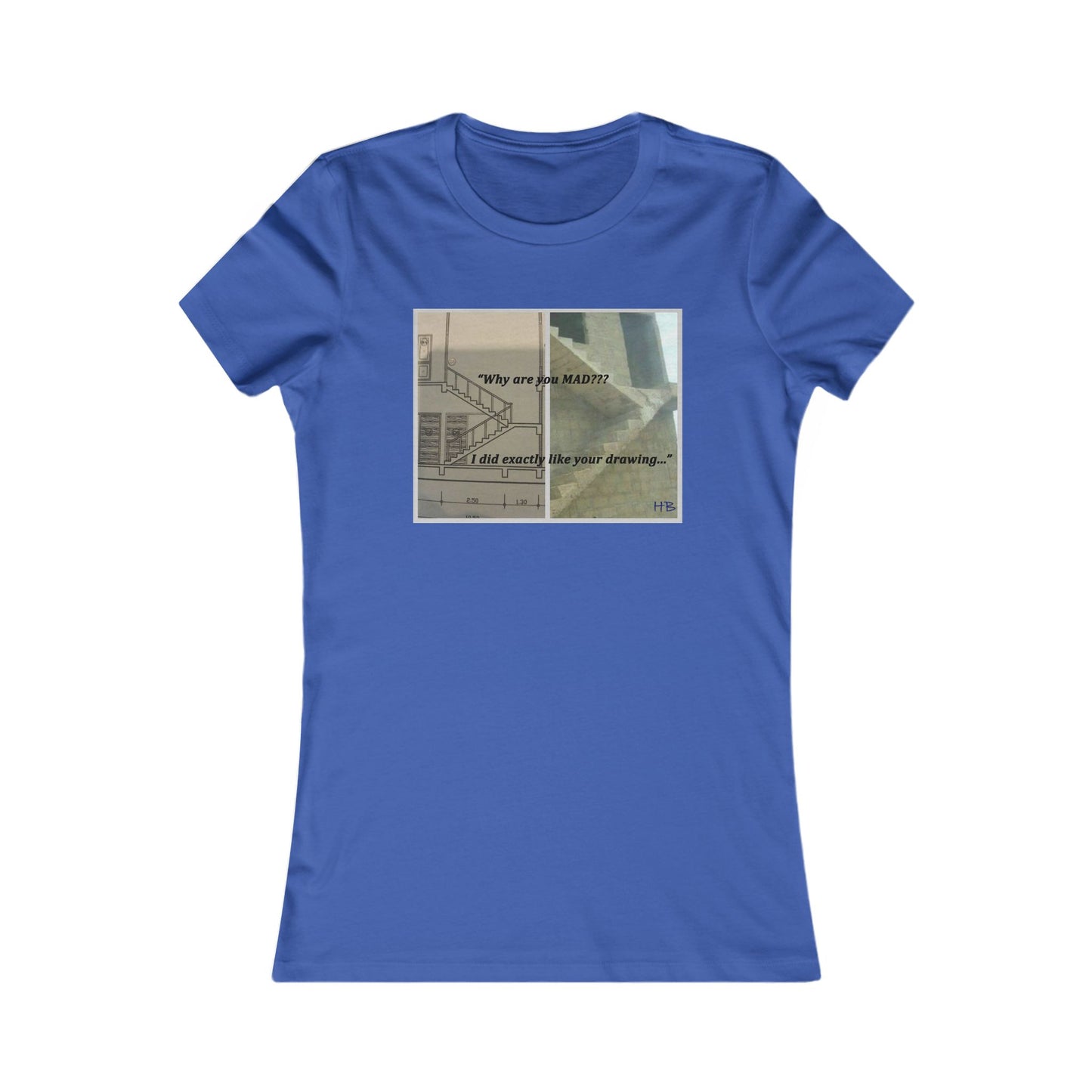 Comical Architectural Irony Stairs Sketch (Women - Premium Cotton Tee)