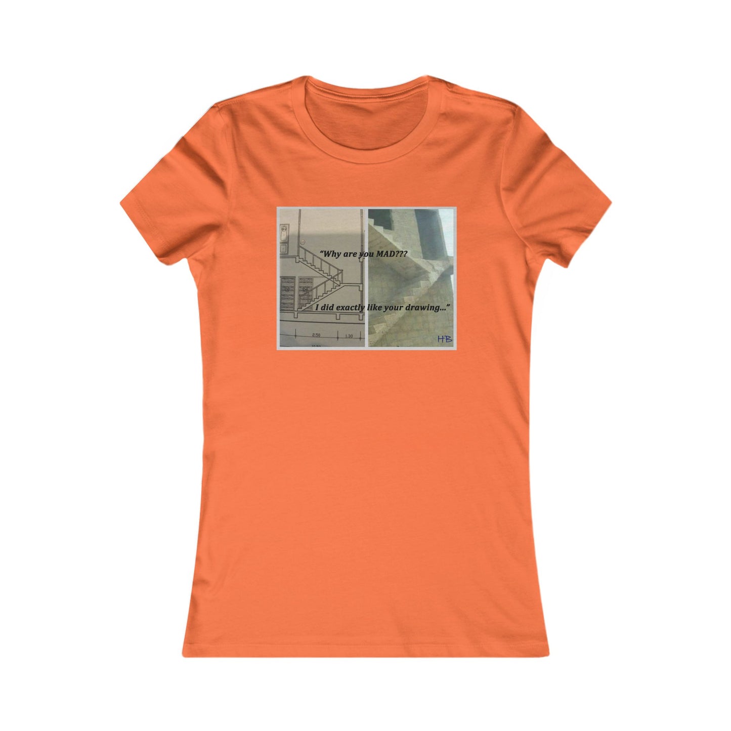 Comical Architectural Irony Stairs Sketch (Women - Premium Cotton Tee)