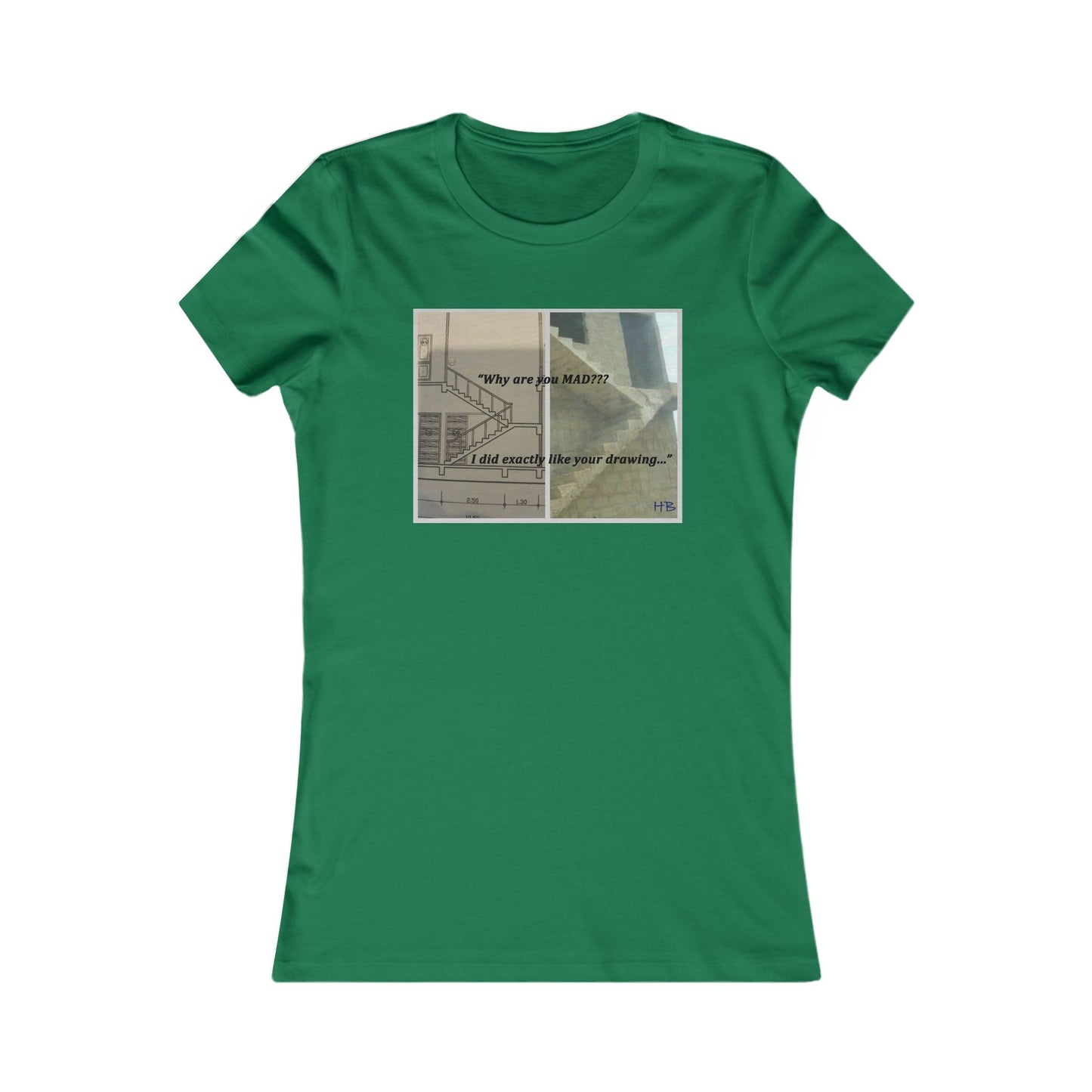 Comical Architectural Irony Stairs Sketch (Women - Premium Cotton Tee)