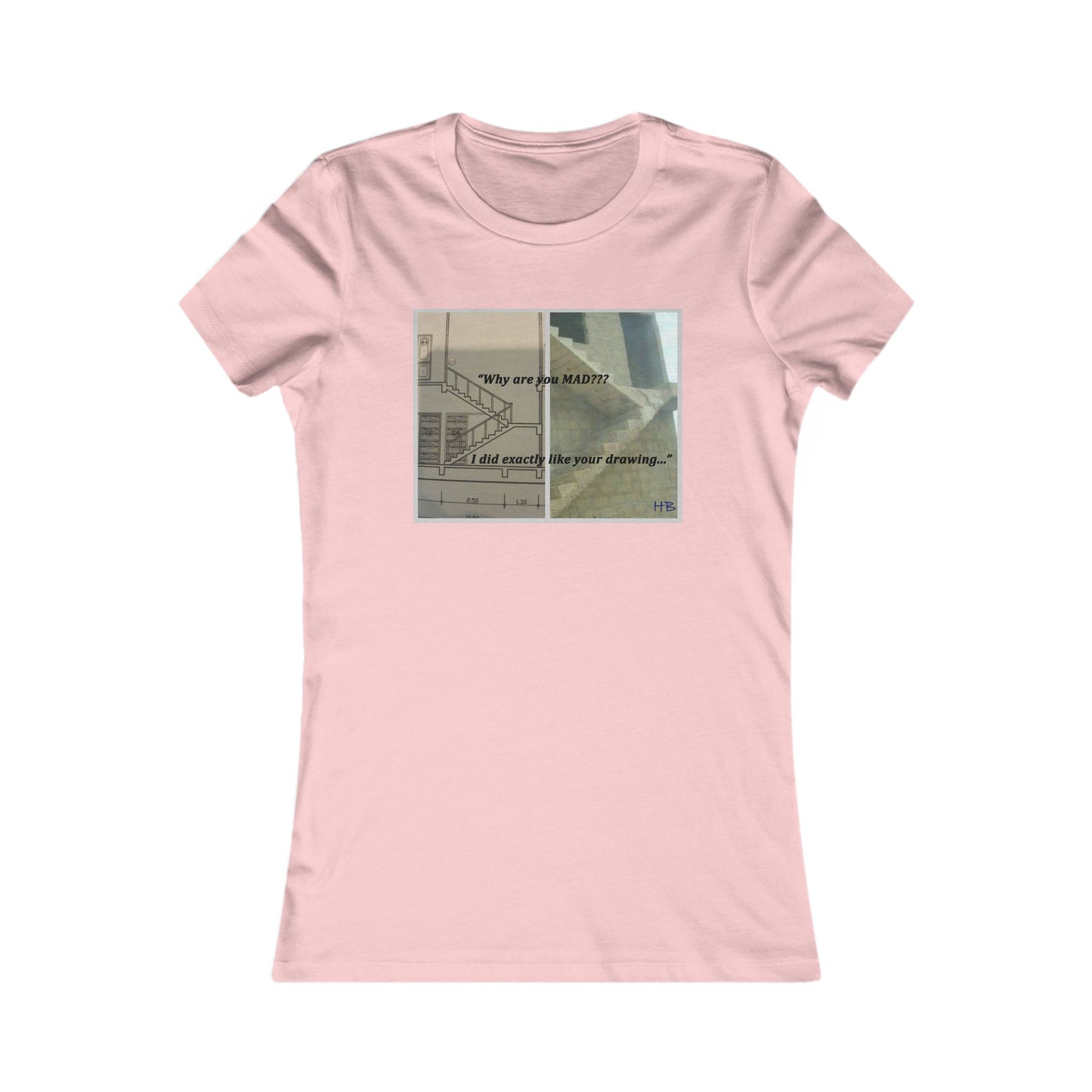 Comical Architectural Irony Stairs Sketch (Women - Premium Cotton Tee)