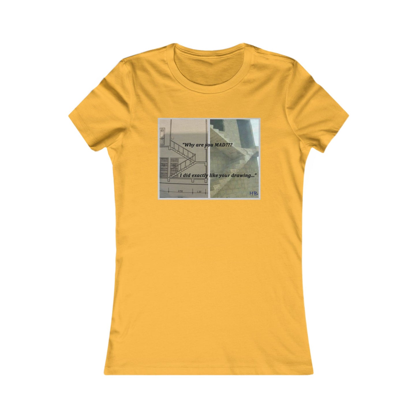 Comical Architectural Irony Stairs Sketch (Women - Premium Cotton Tee)